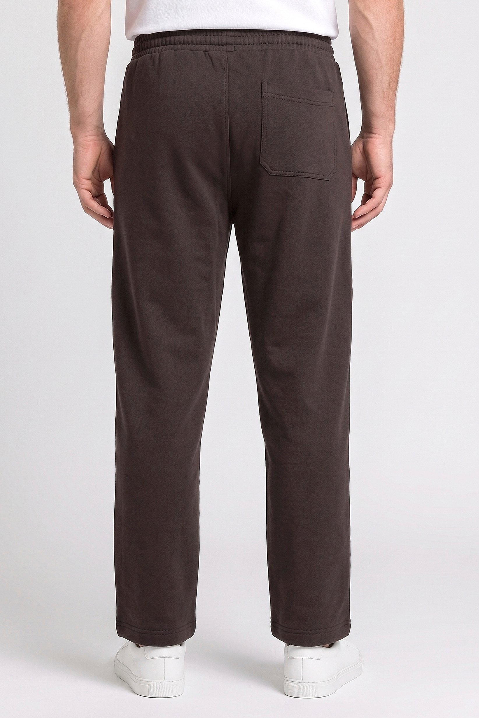 Men Relaxed Fit Plain Straight Leg Pants, Coffee