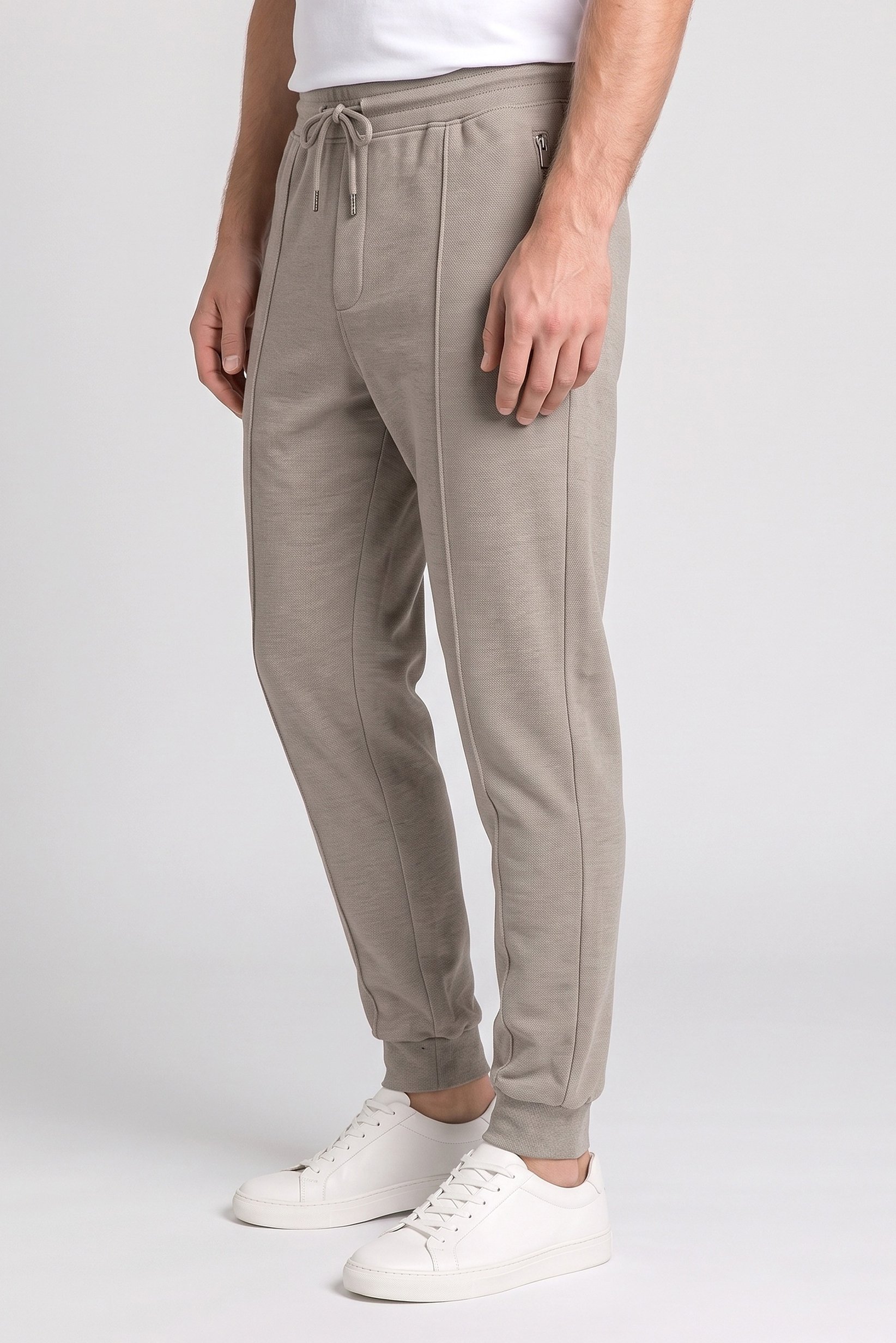 Men Regular Fit Textured Sweatpants, Taupe