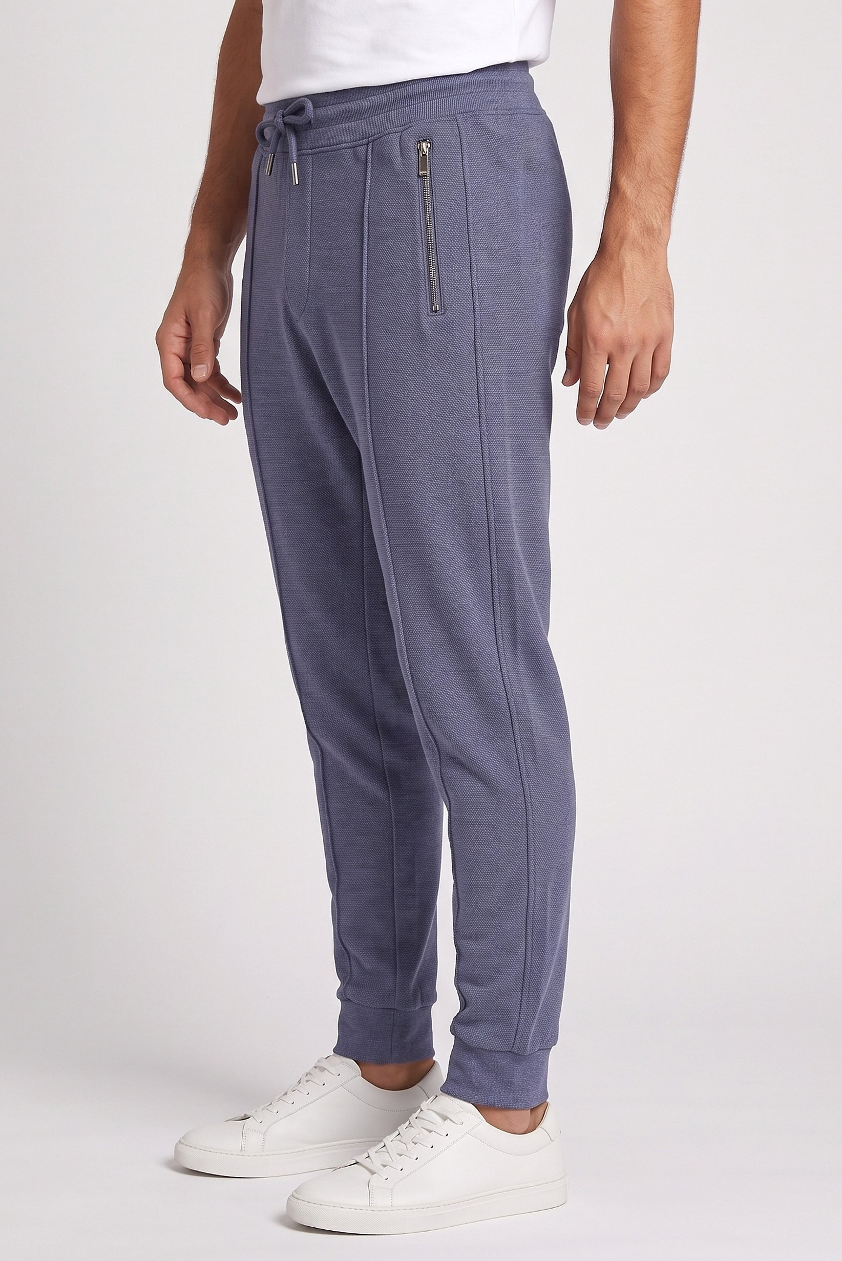 Men Regular Fit Textured Sweatpants, Slate Blue