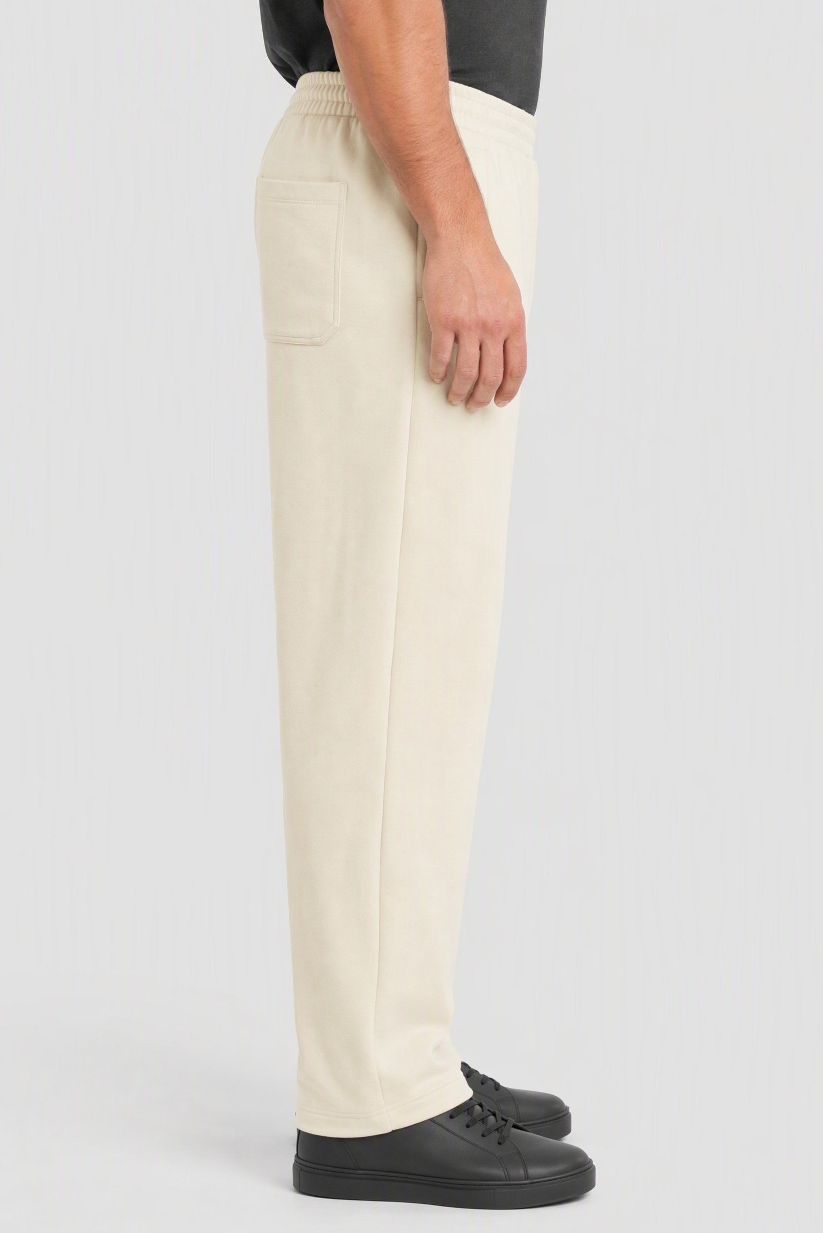 Men Relaxed Fit Solid Wide Leg Pants, Light Beige