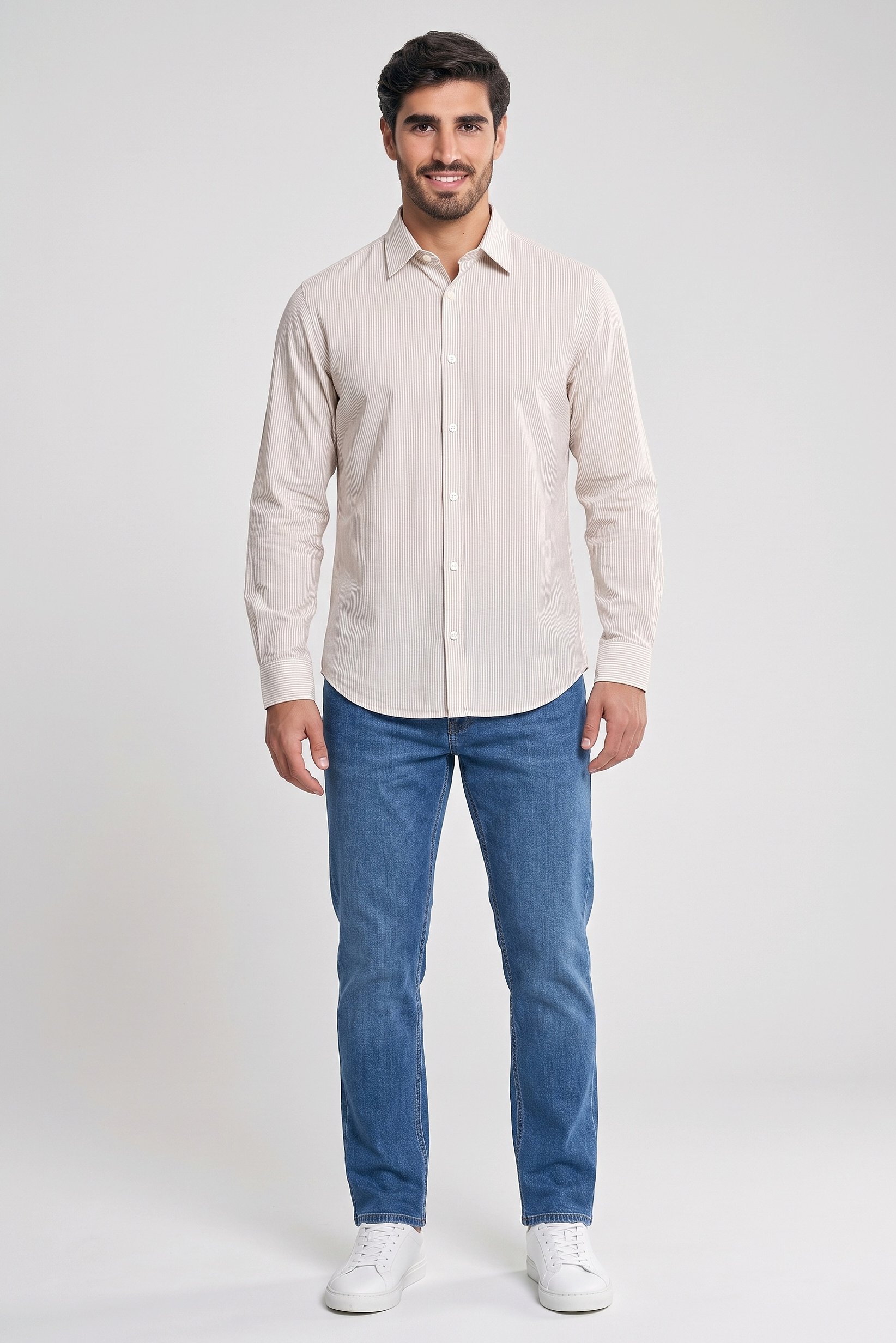 Men Loose Fit Stripe Long Sleeve Casual Shirt, Multicolor
