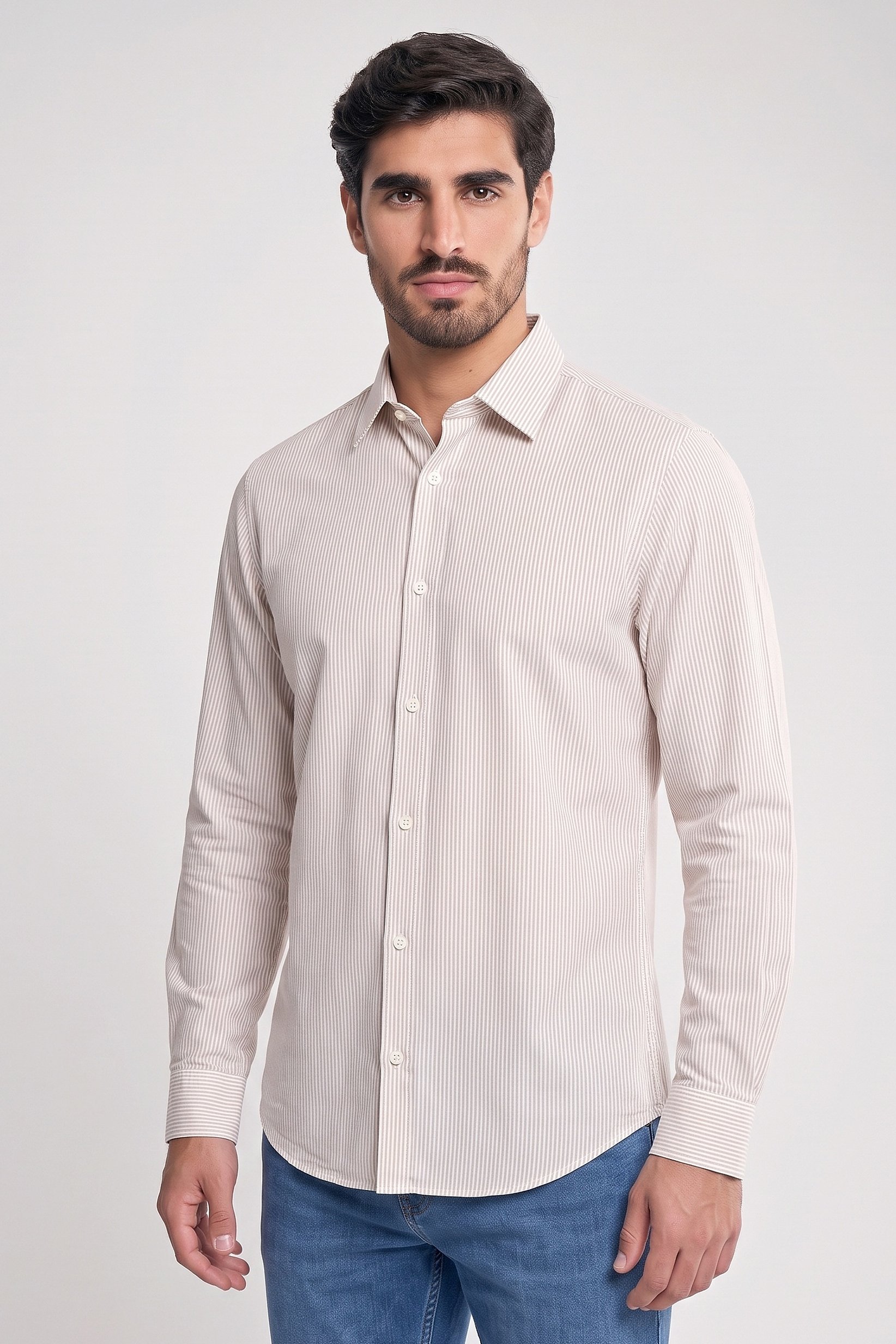 Men Loose Fit Stripe Long Sleeve Casual Shirt, Multicolor