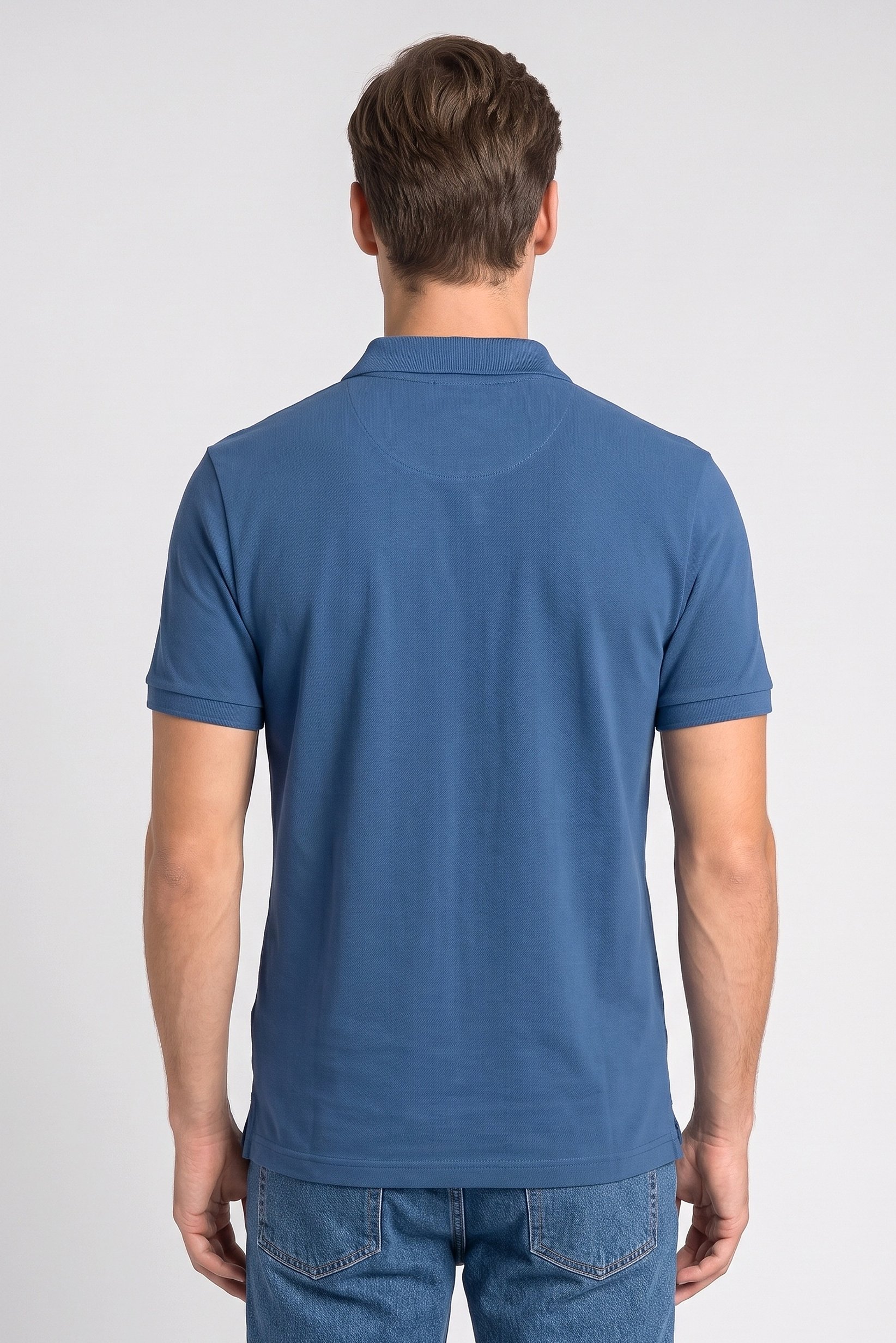 Men Regular Fit Short Sleeve Plain Polo Shirt, Teal Blue