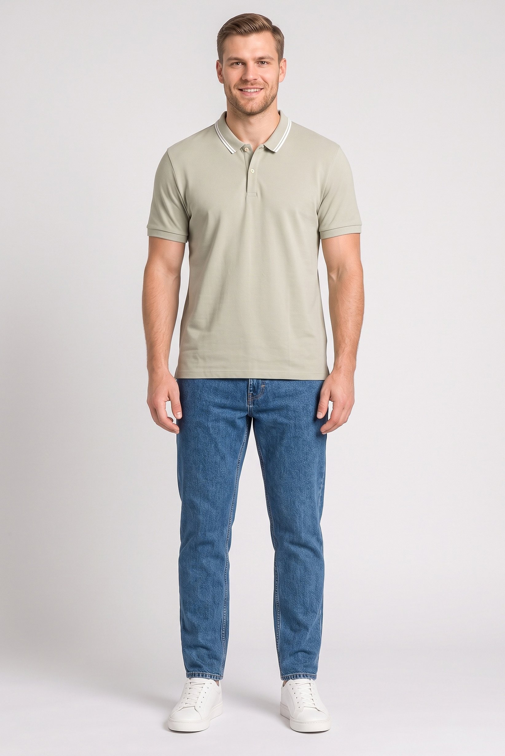 Men Regular Fit Short Sleeve Plain Polo Shirt, Sage