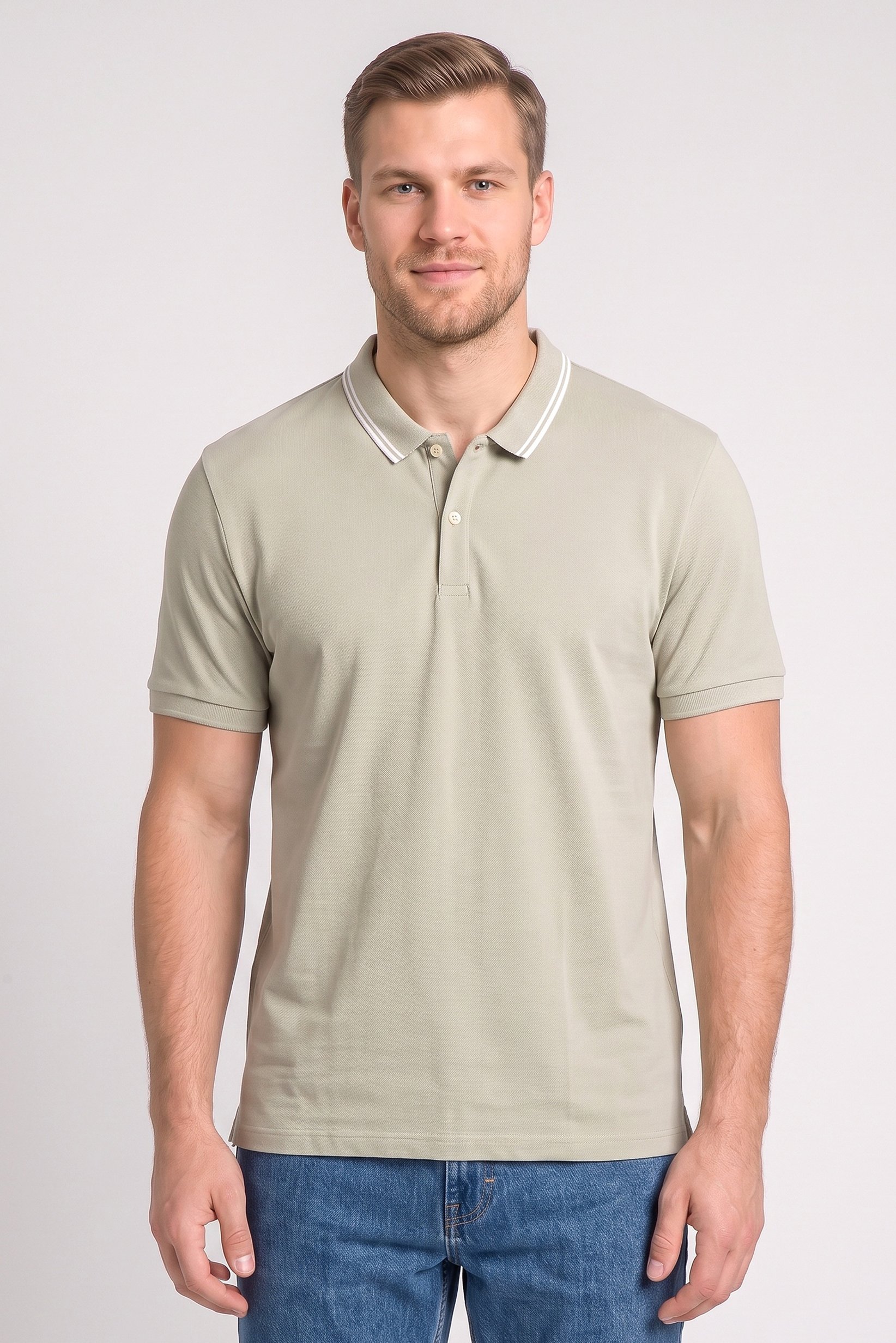 Men Regular Fit Short Sleeve Plain Polo Shirt, Sage