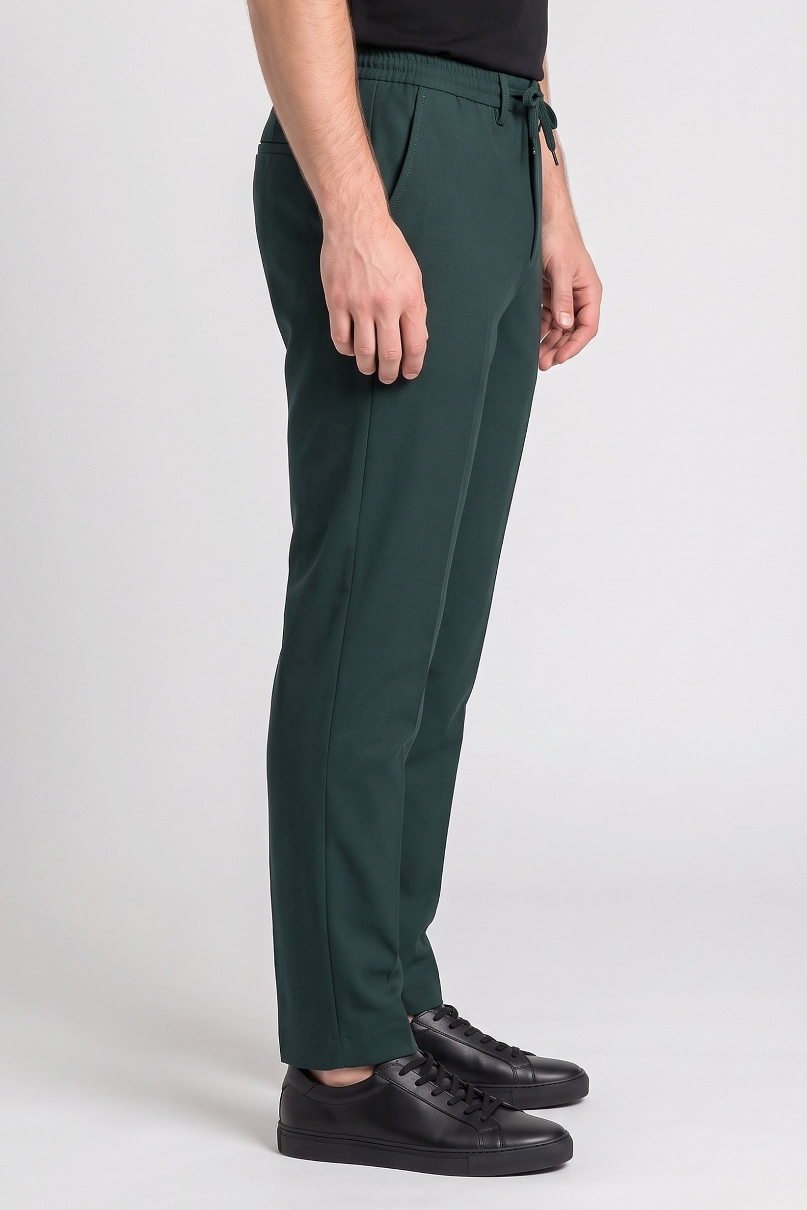 Men Stretch Fit Solid Straight Leg Pants, Dark Green