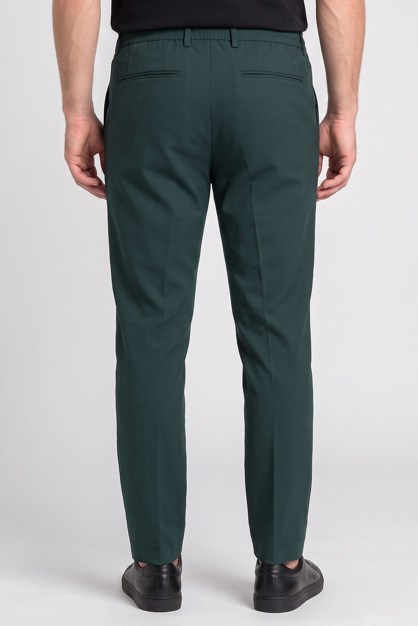 Men Stretch Fit Solid Straight Leg Pants, Dark Green