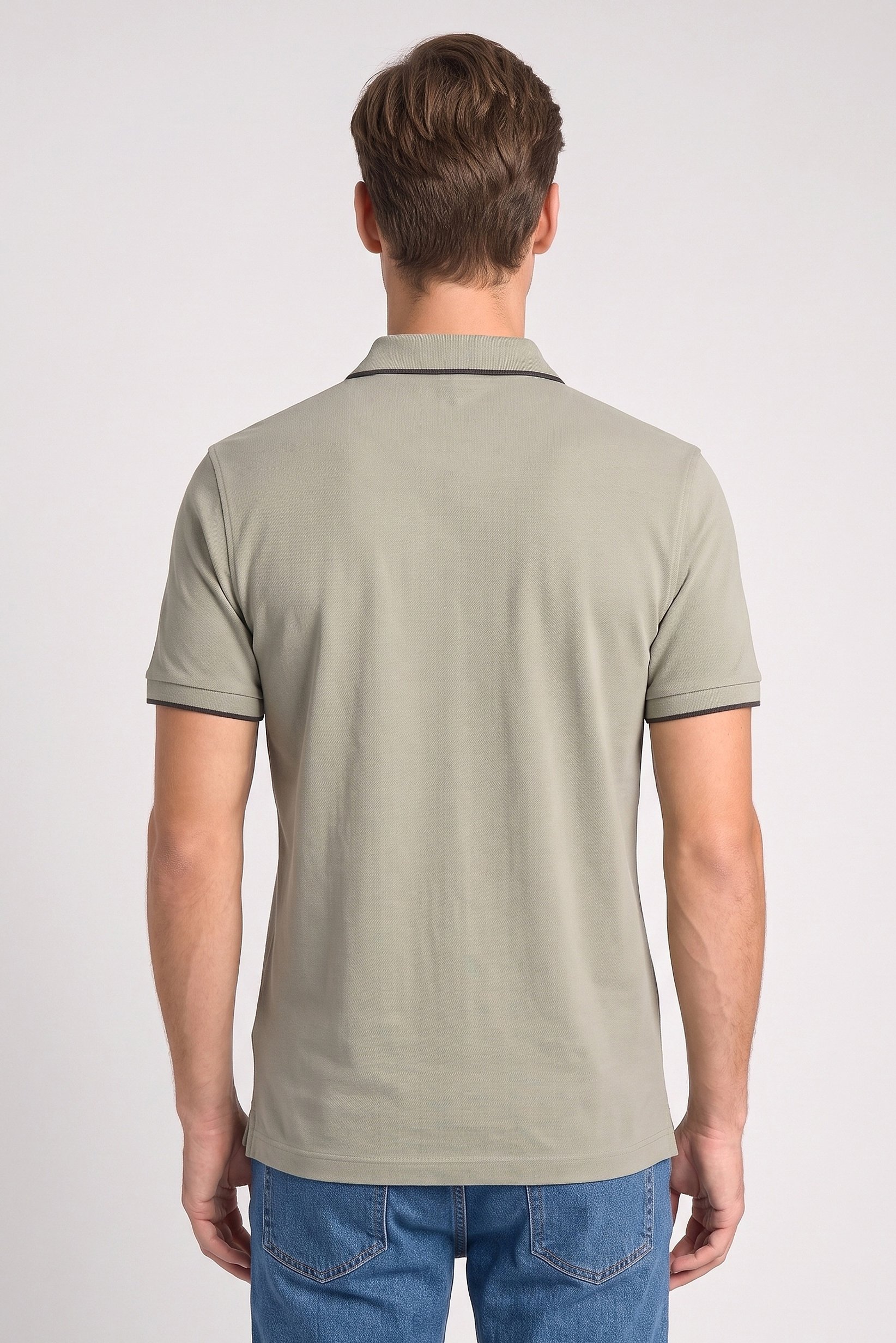 Men Regular Fit Solid Short Sleeve Polo Shirt, Light Olive