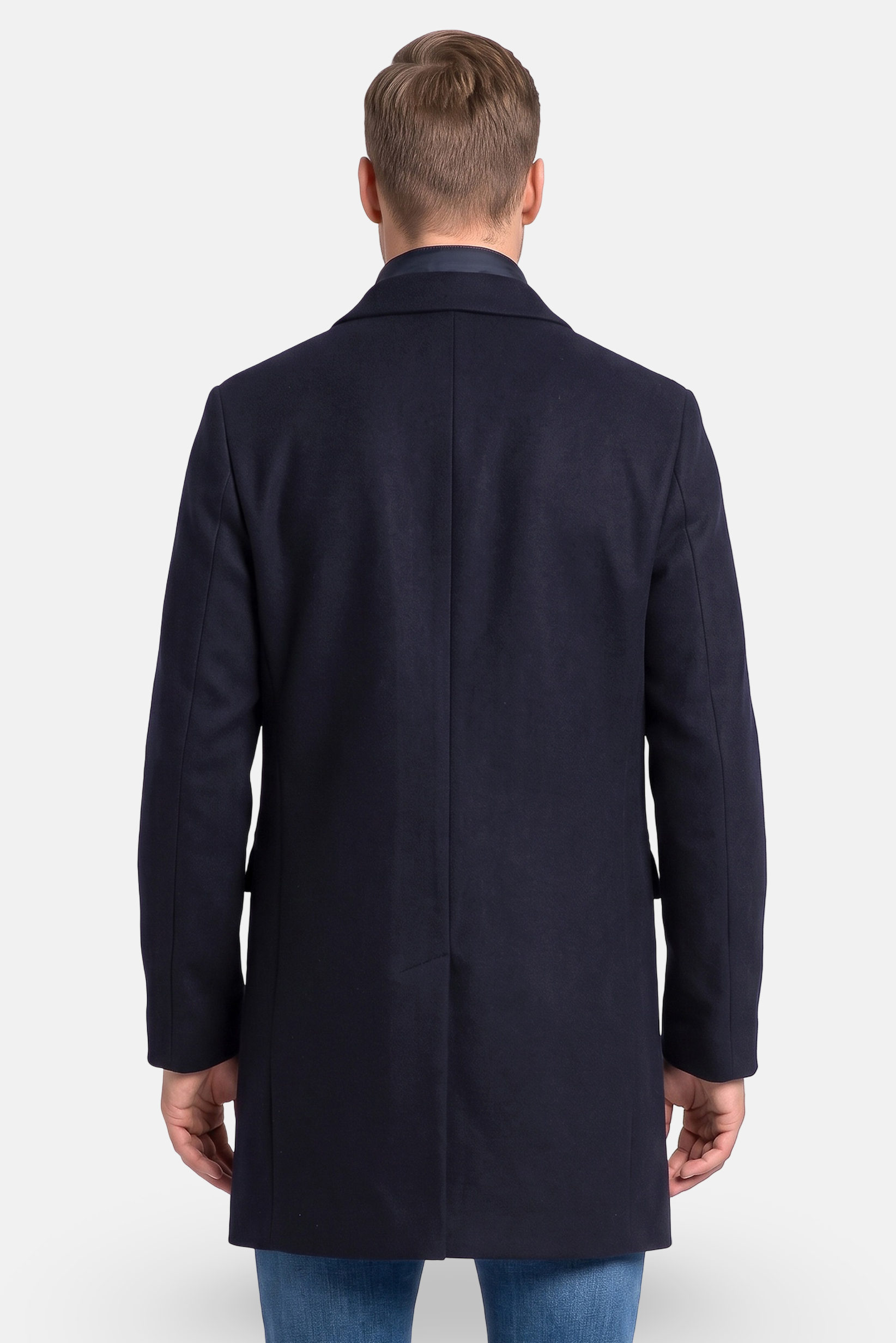 Men 2 in 1 Textured Coat Jacket, Navy