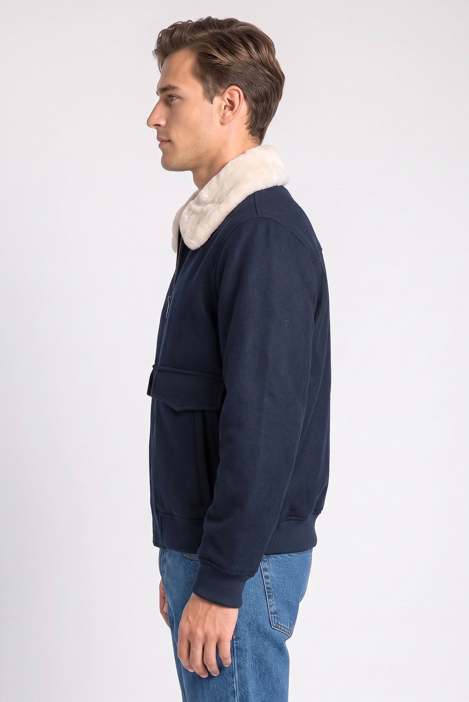 Men Textured Jacket Shirt, Navy