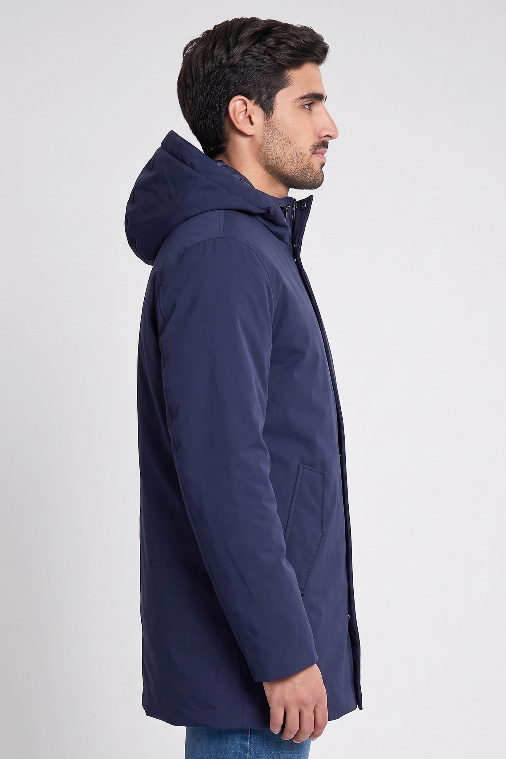 Men Plain Hooded Jackets, Navy