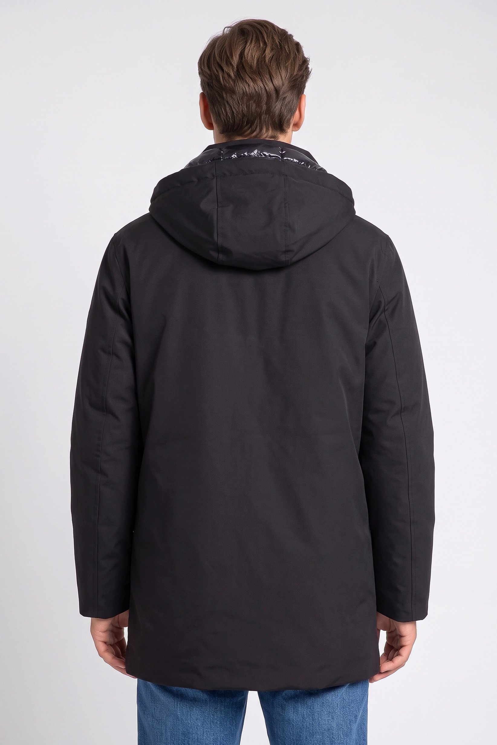 Men Solid Windbreaker Jacket, Black