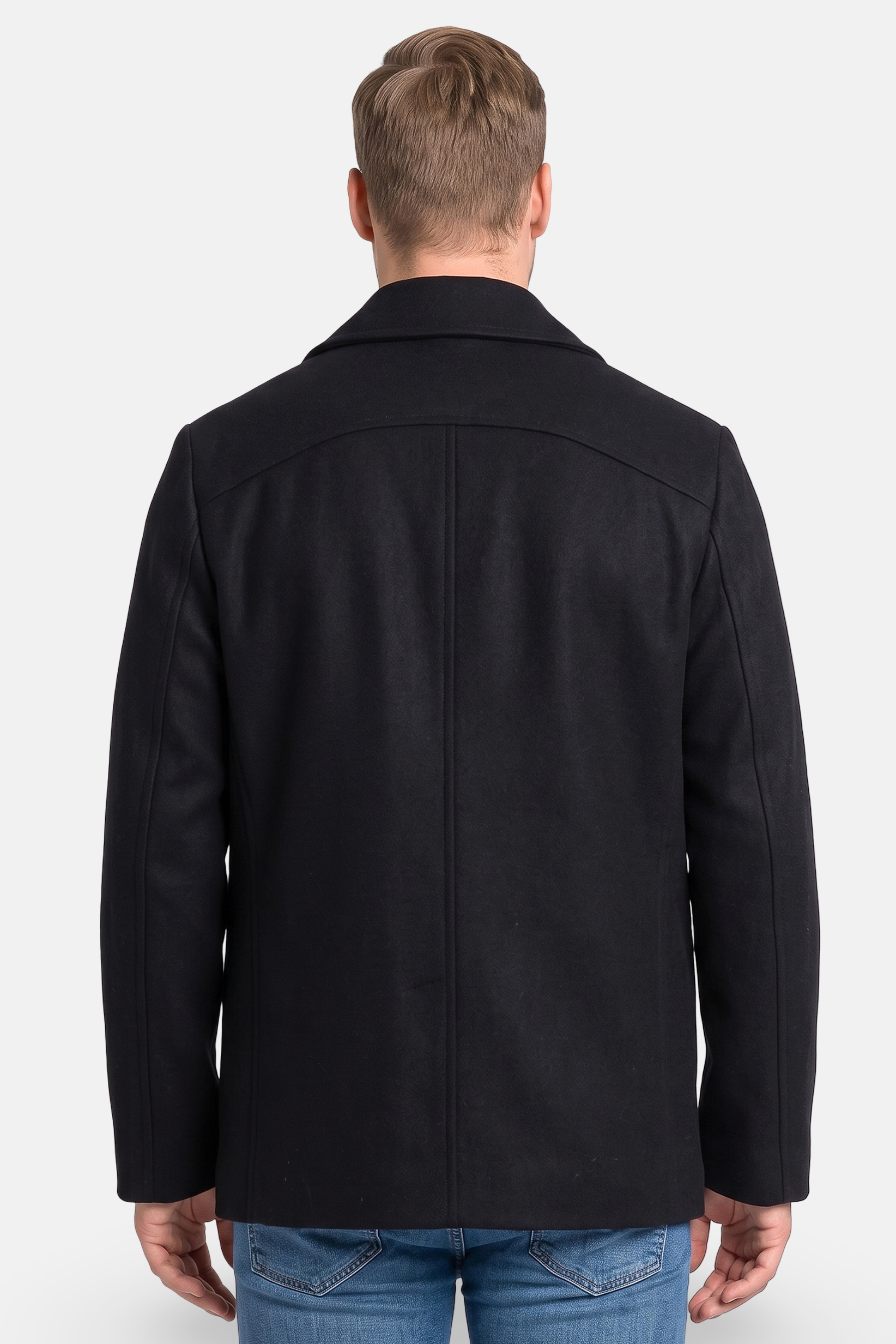 Men Plain Trench Coat, Navy Blue