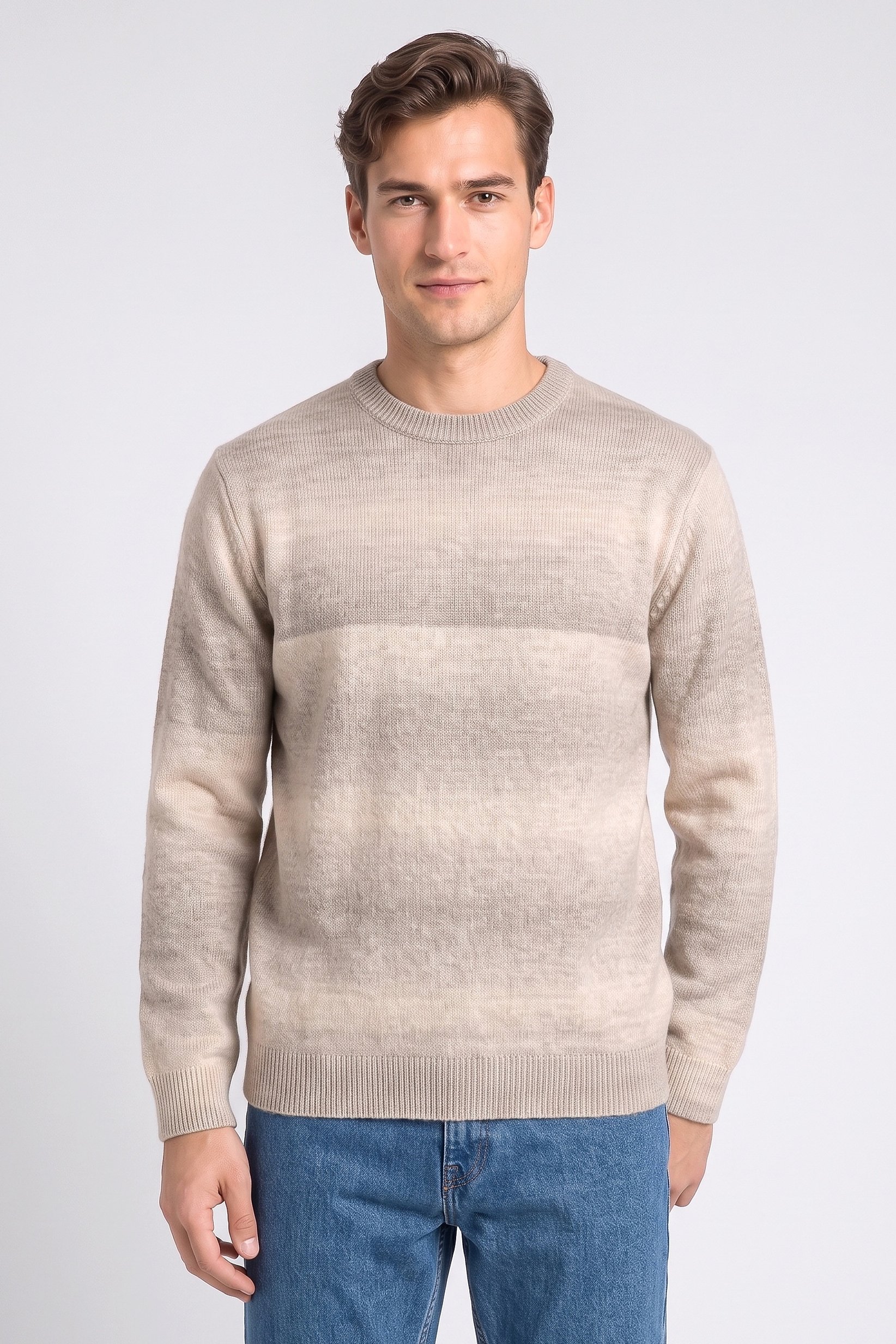 Men Crew Neck Textured Long Sleeve Sweater, Multicolor