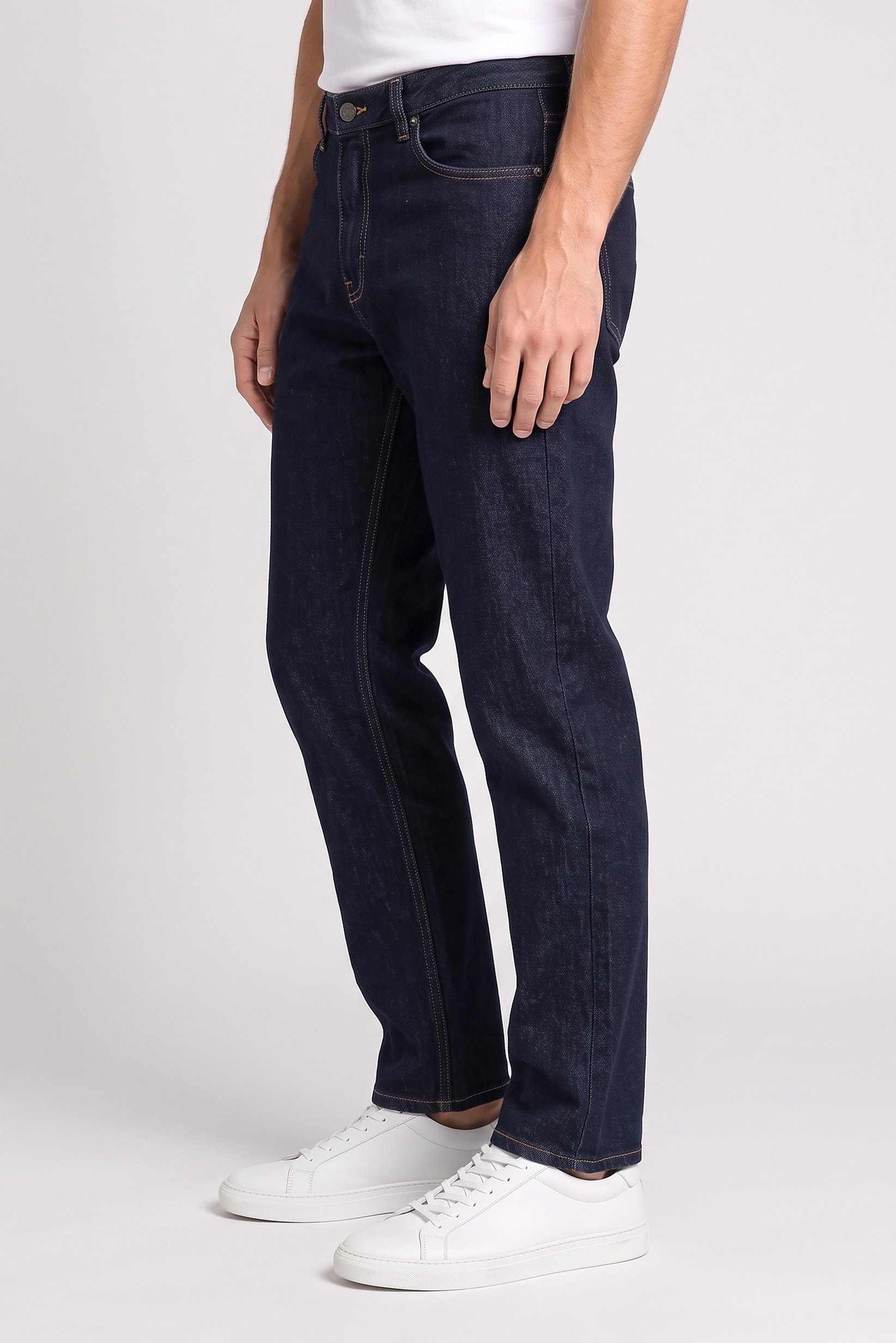 Men Loose Fit Solid Non Stretchable Jeans, Dark Navy