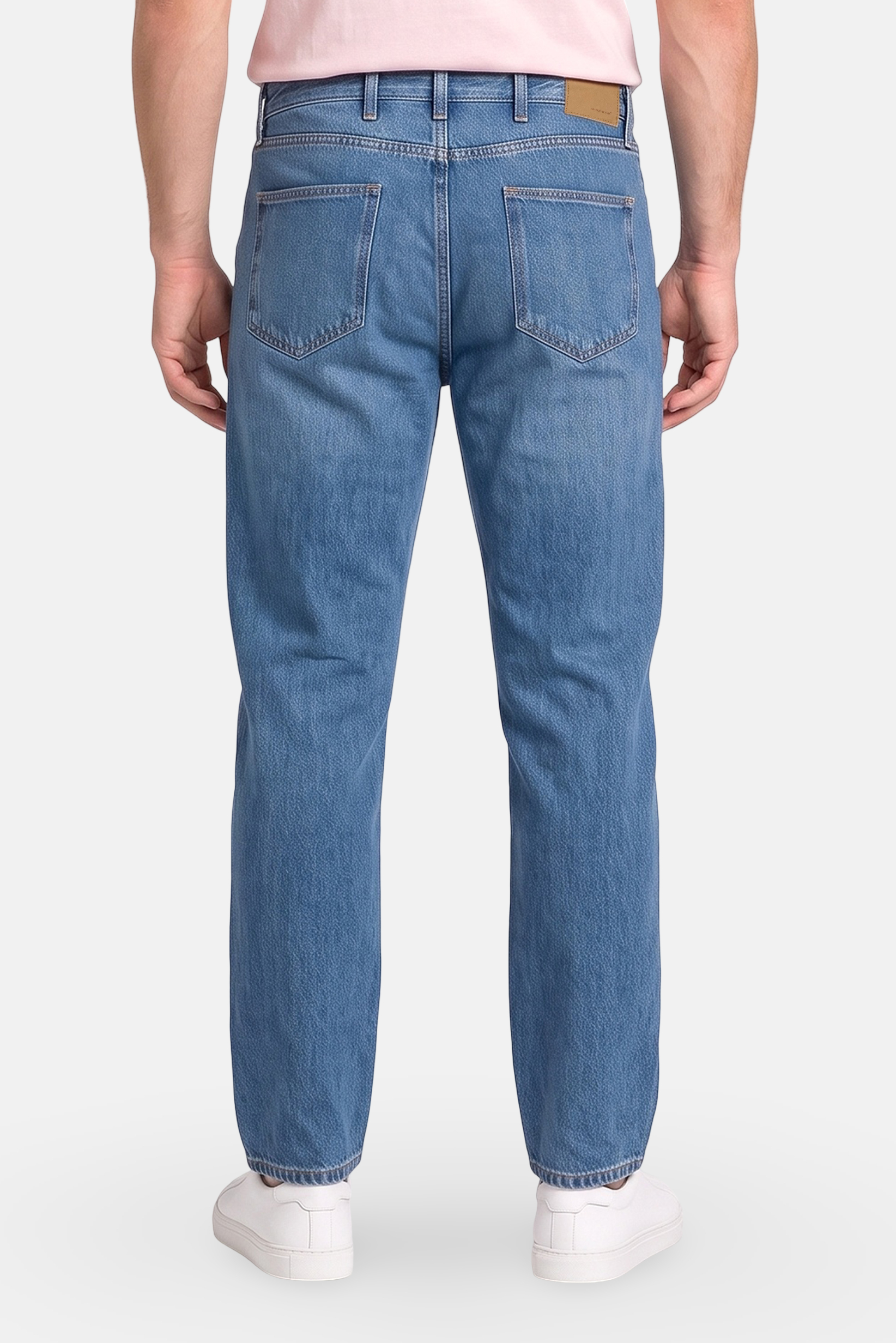 Men Loose Fit Solid Straight Leg Jeans, Blue