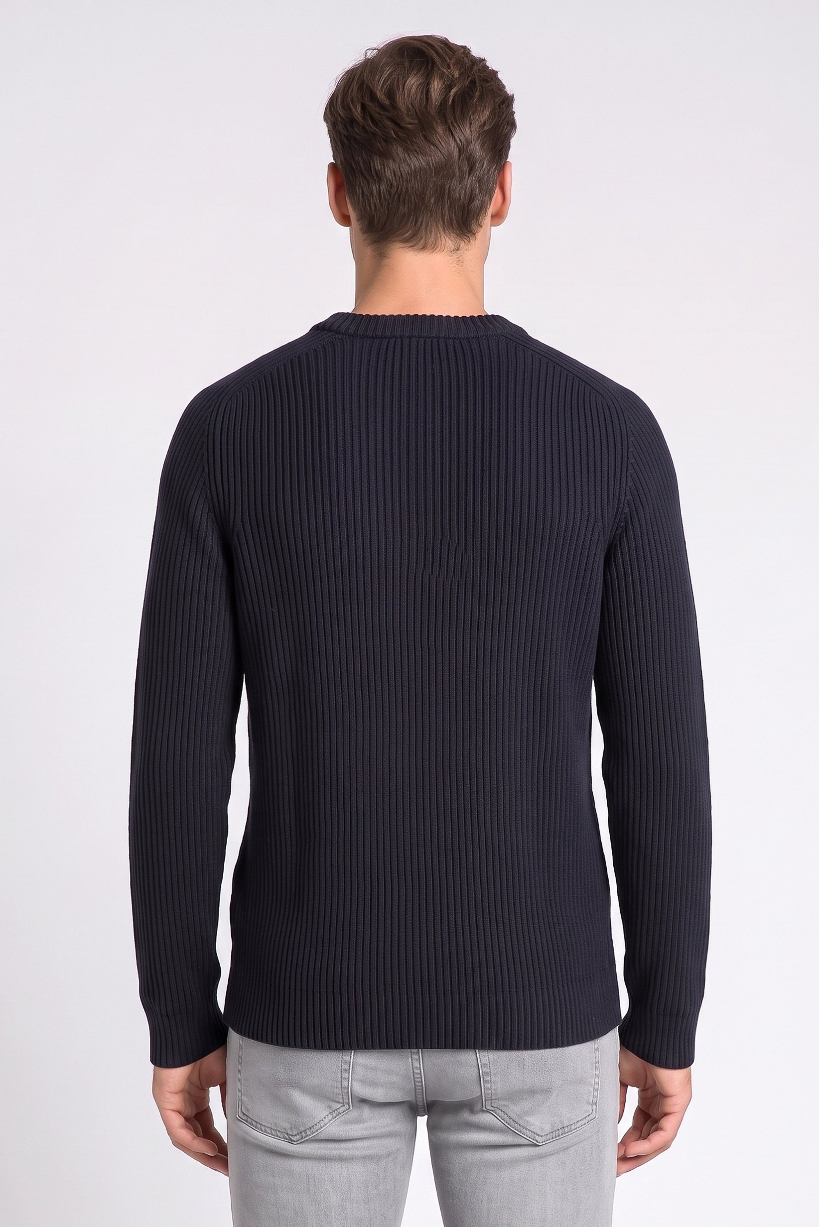 Men Crew Neck Knitted Sweater, Black