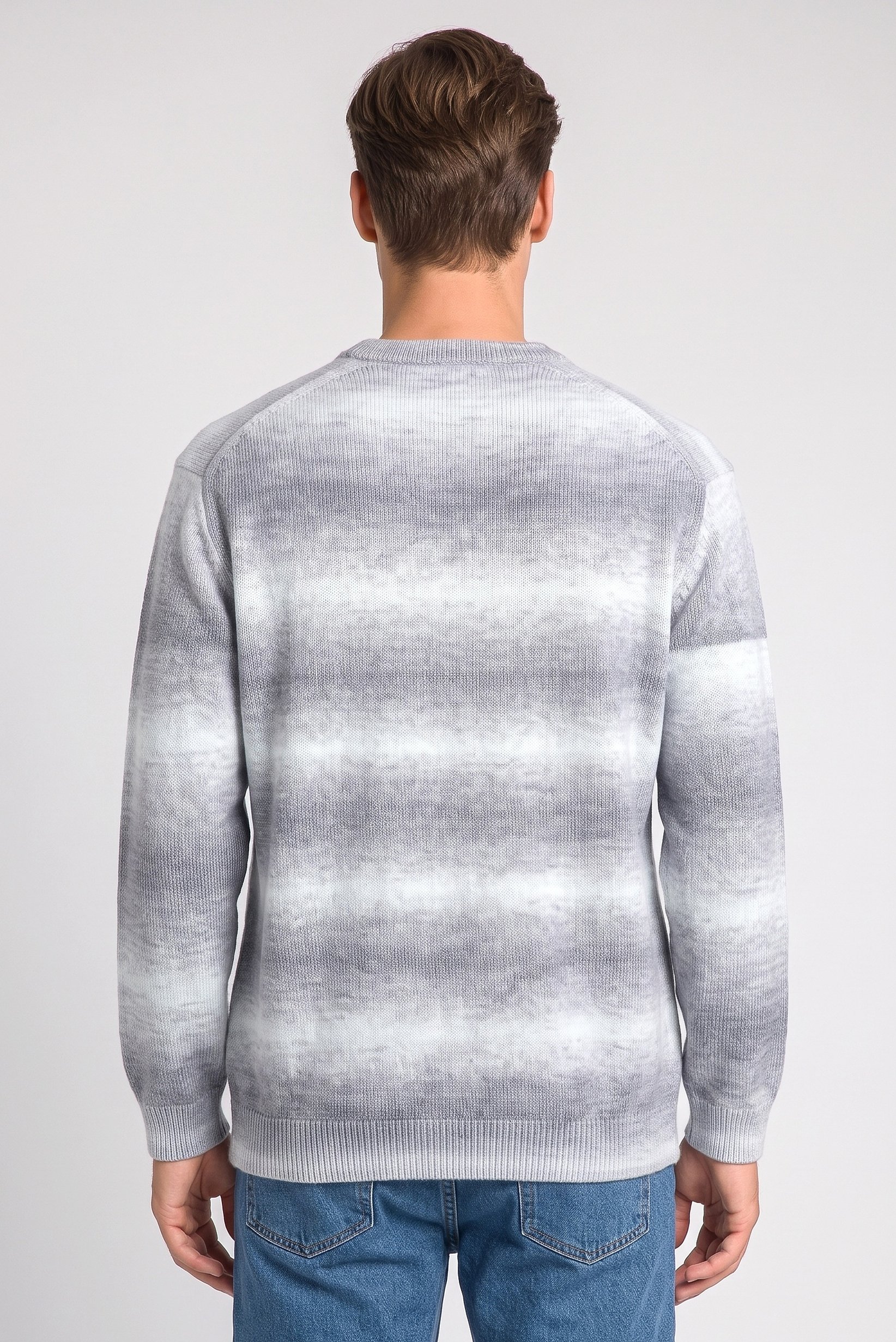 Men Crew Neck Stripe Sweater, Multicolor