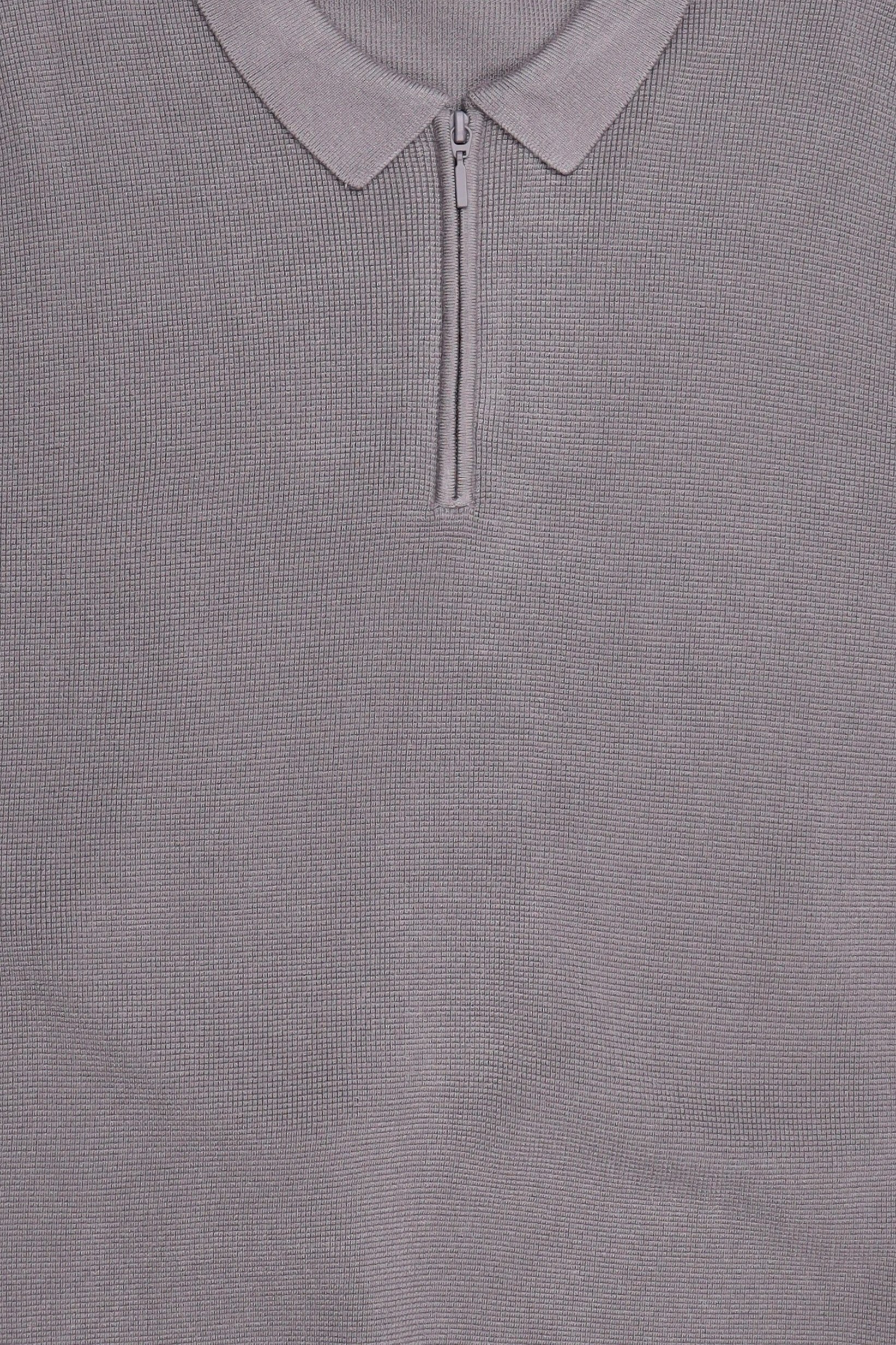 Men Spread Collar Textured Long Sleeve Sweater, Grey