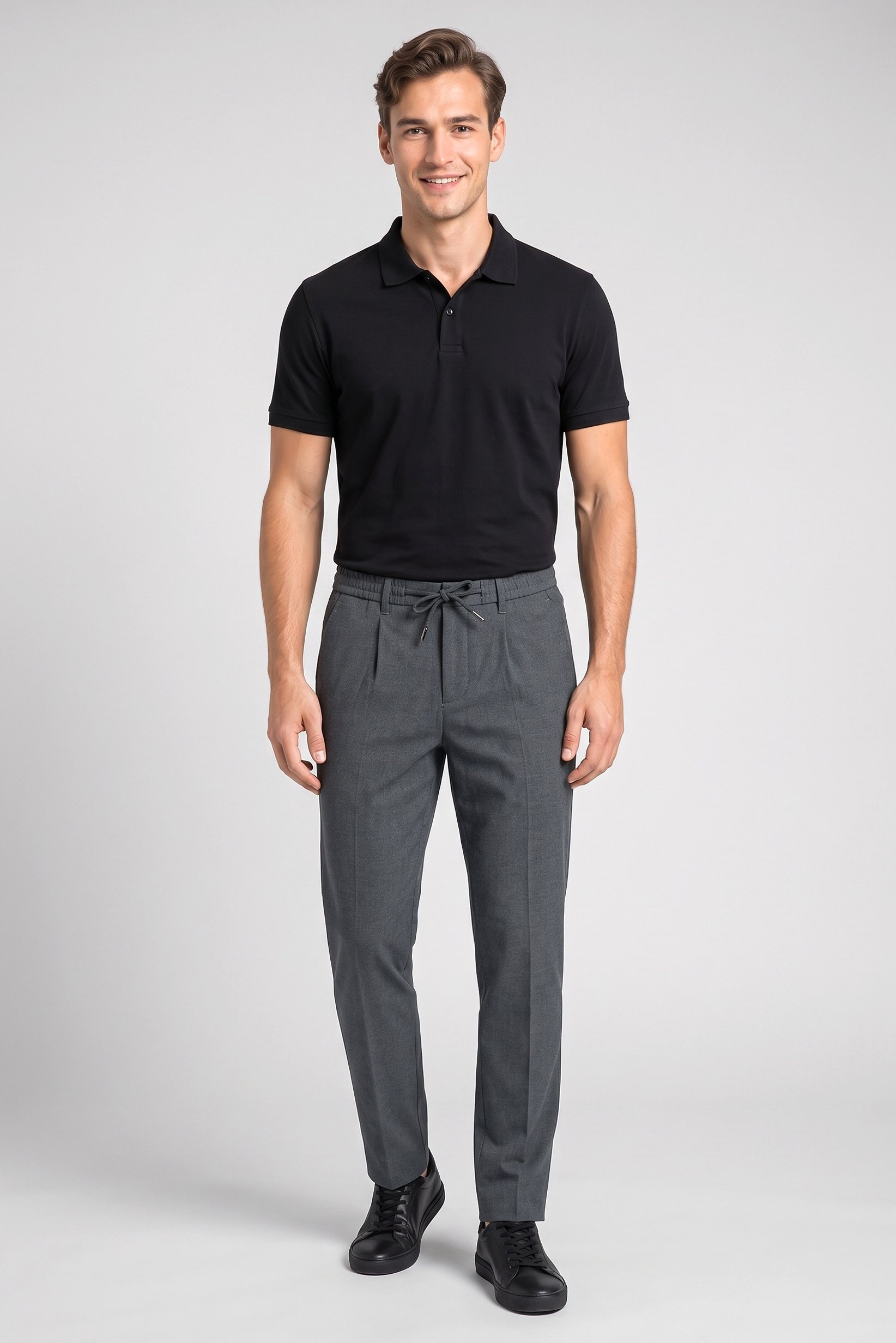 Men Straight Heather Straight Leg Pants, Dark Grey
