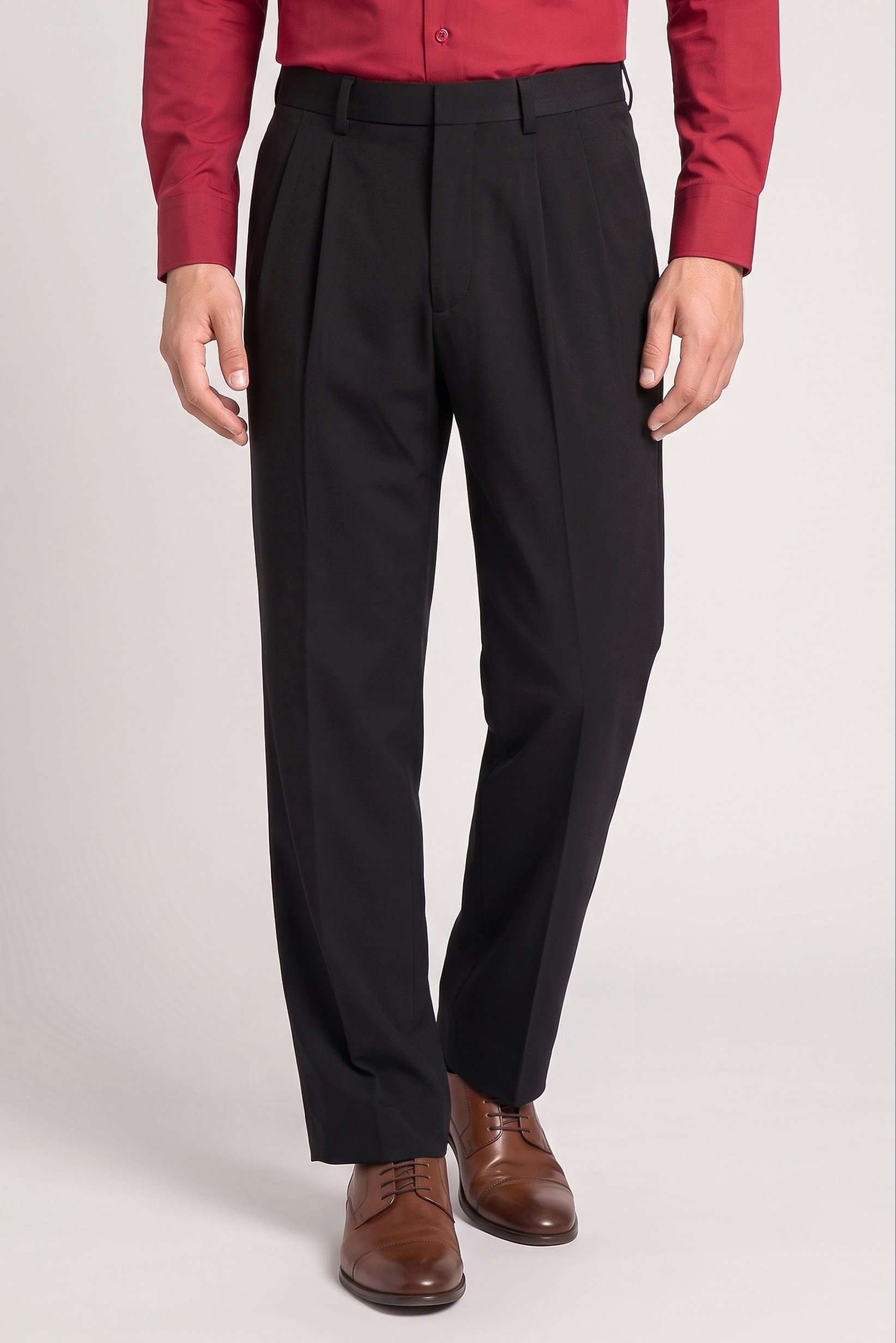 Men Baggy Fit Solid Wide Leg Pants, Black