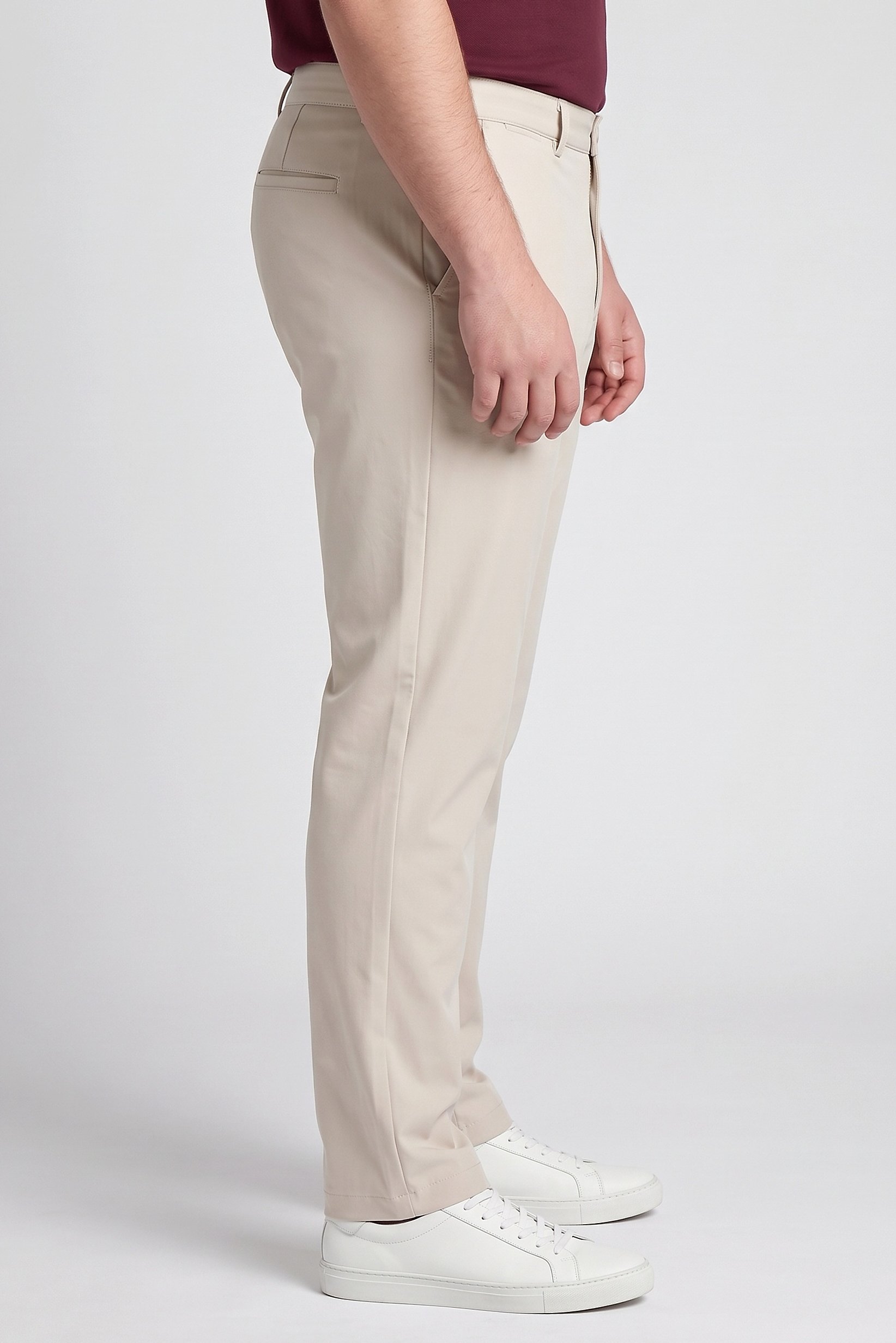Men Slim Fit Plain Chino Pants, Beige