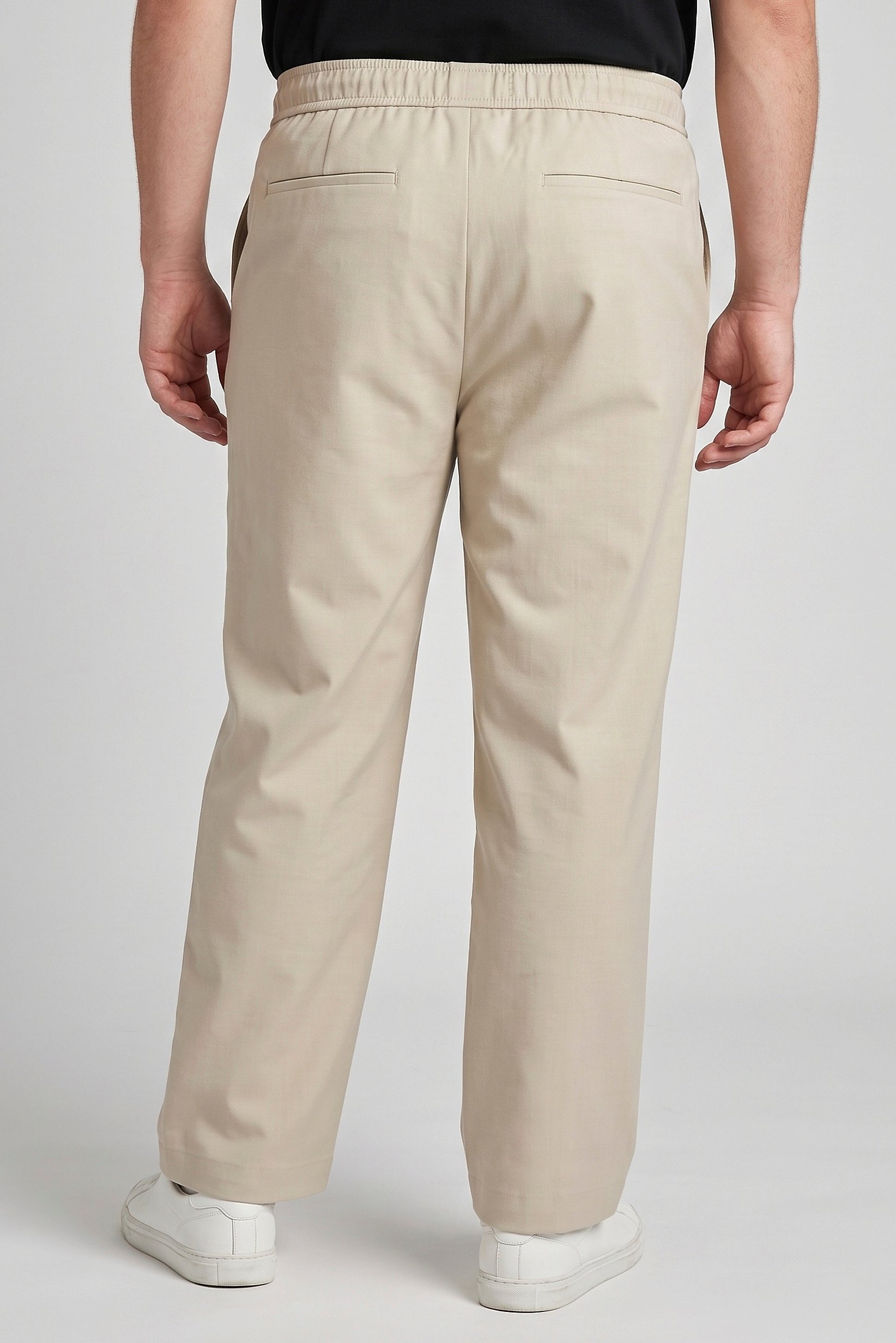 Men Loose Fit Solid Wide Leg Pants, Beige