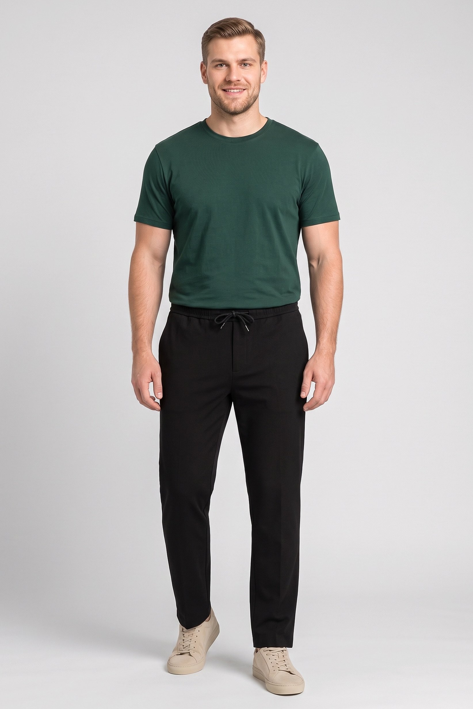 Men Loose Fit Solid Wide Leg Pants, Black