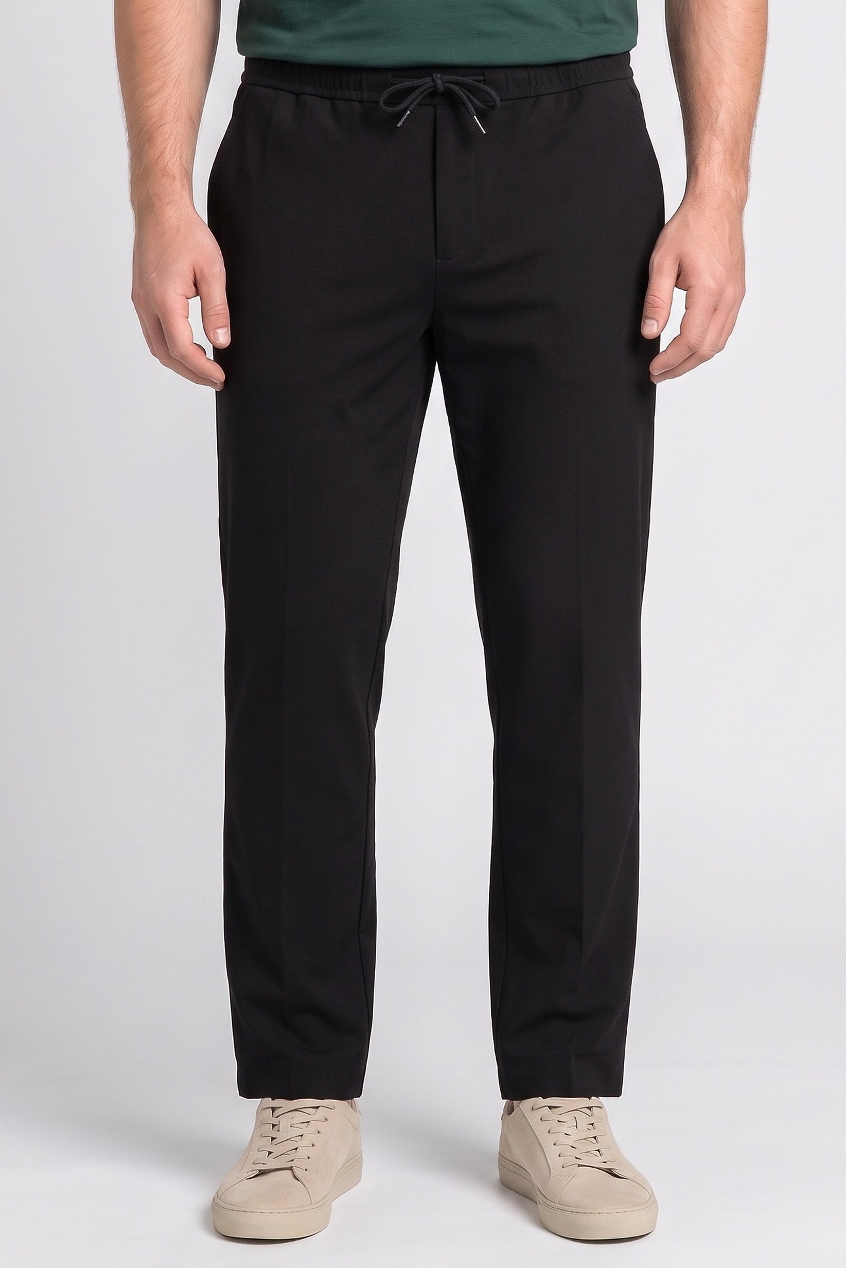 Men Loose Fit Solid Wide Leg Pants, Black