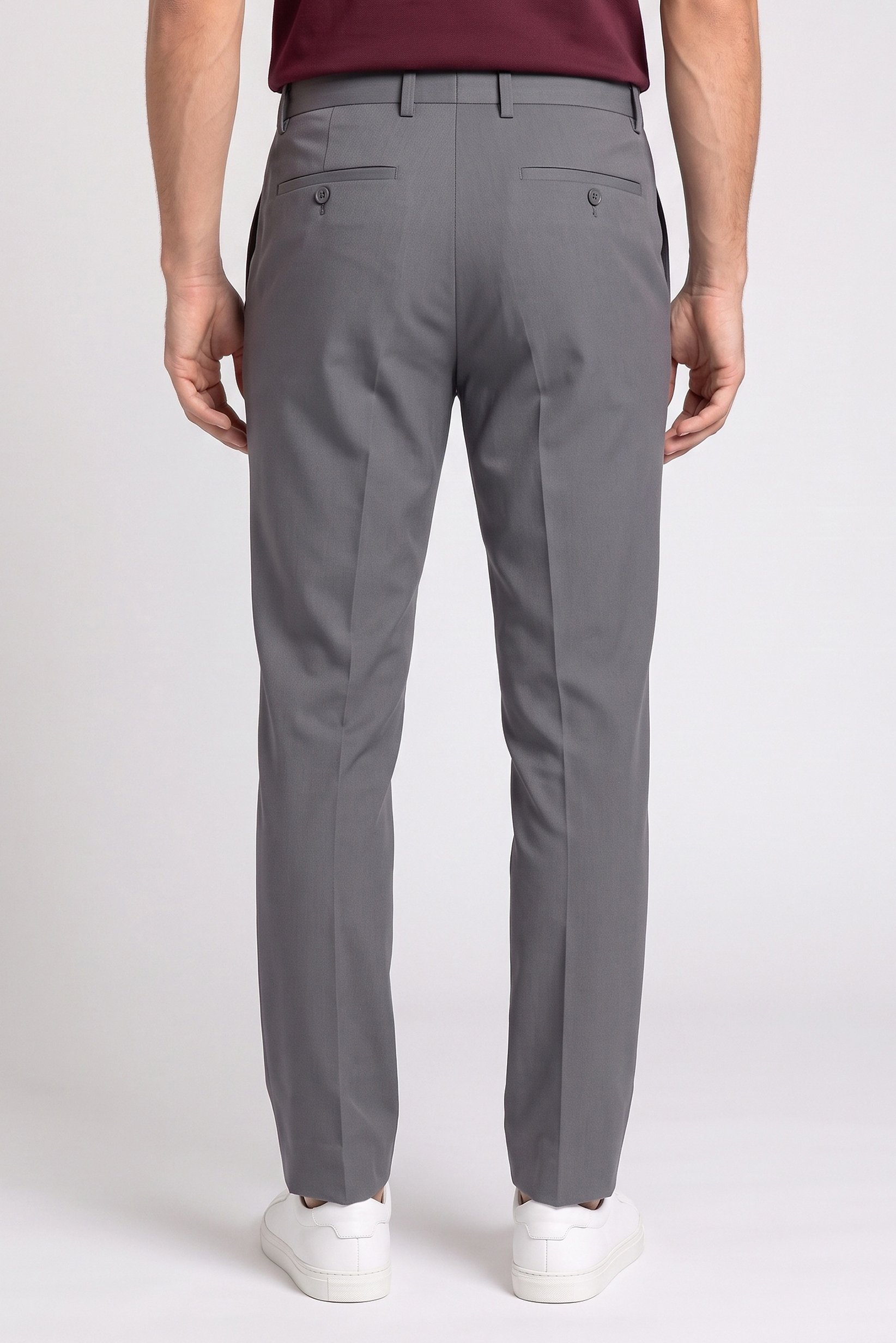 Men Slim Fit Straight Leg Solid Pants, Grey