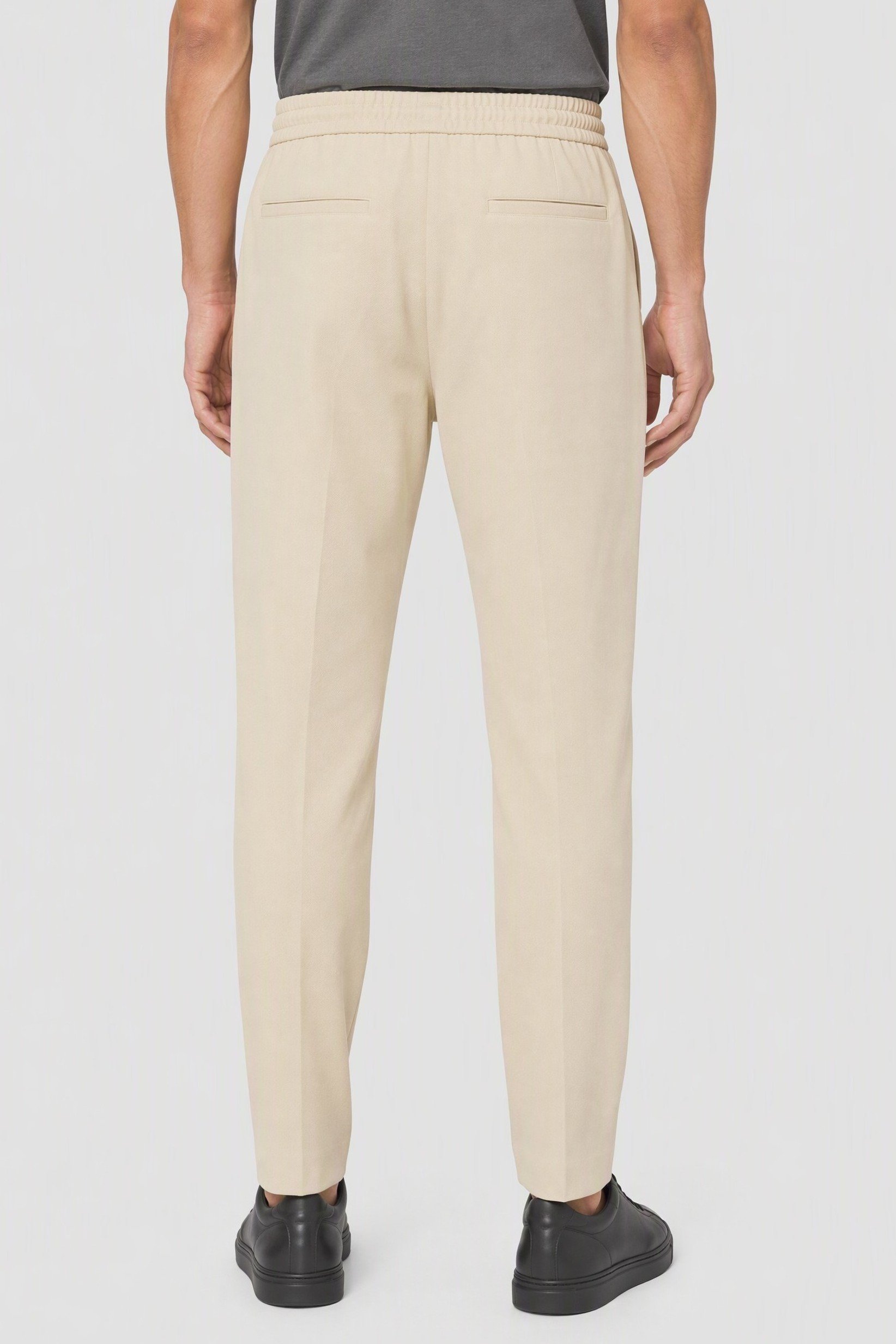 Men Slim Fit Solid Straight Leg Pants, Beige