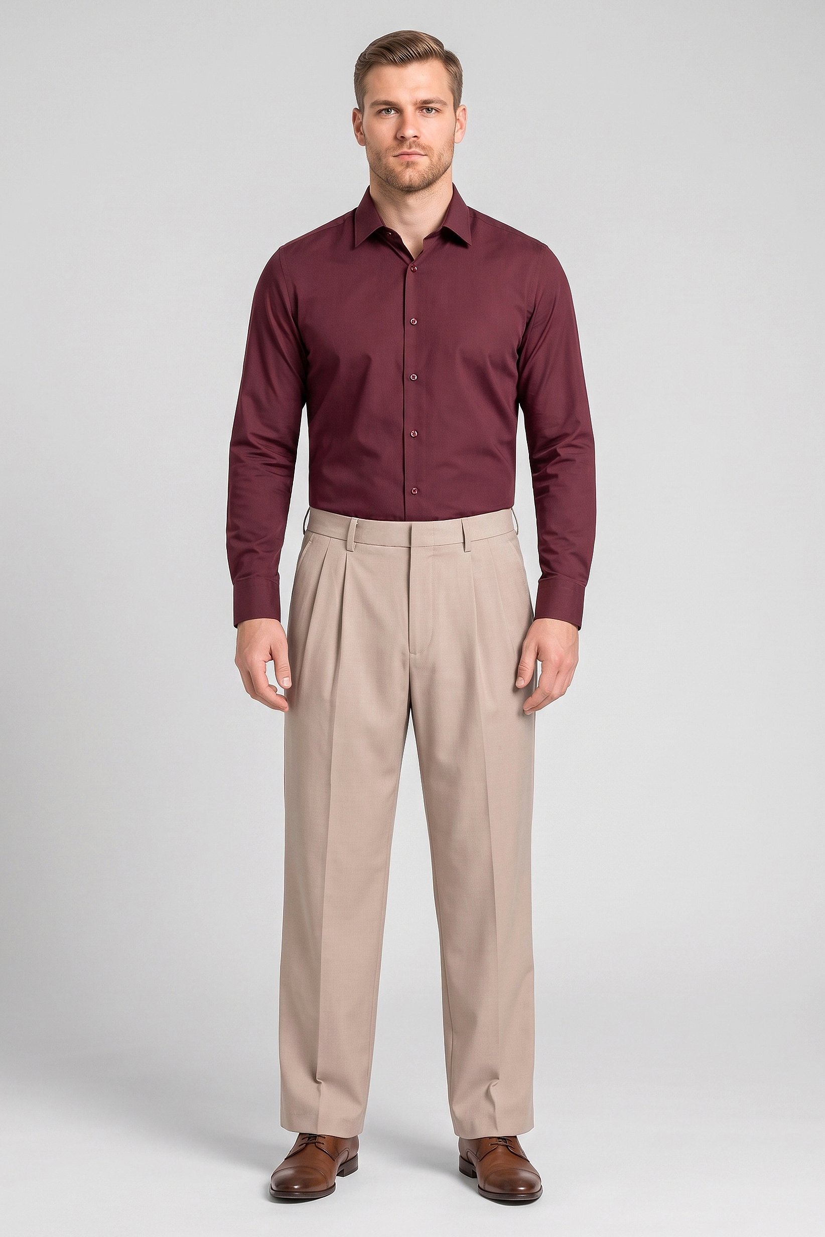 Men Baggy Fit Solid Wide Leg Pants, Beige
