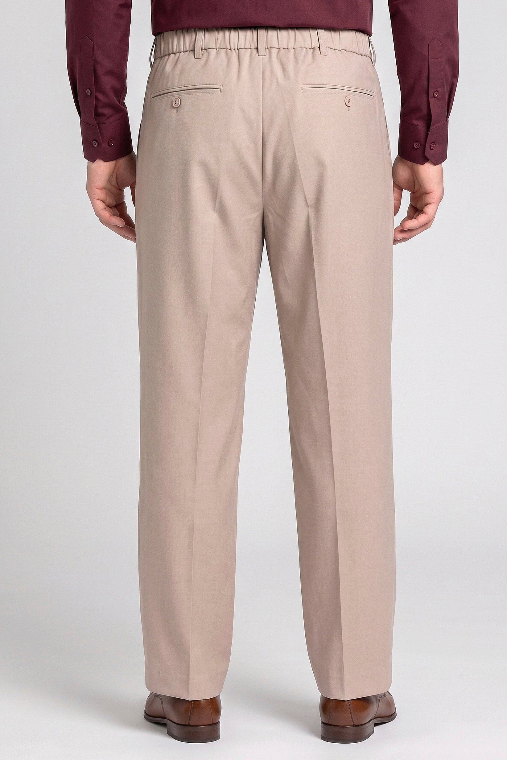 Men Baggy Fit Solid Wide Leg Pants, Beige