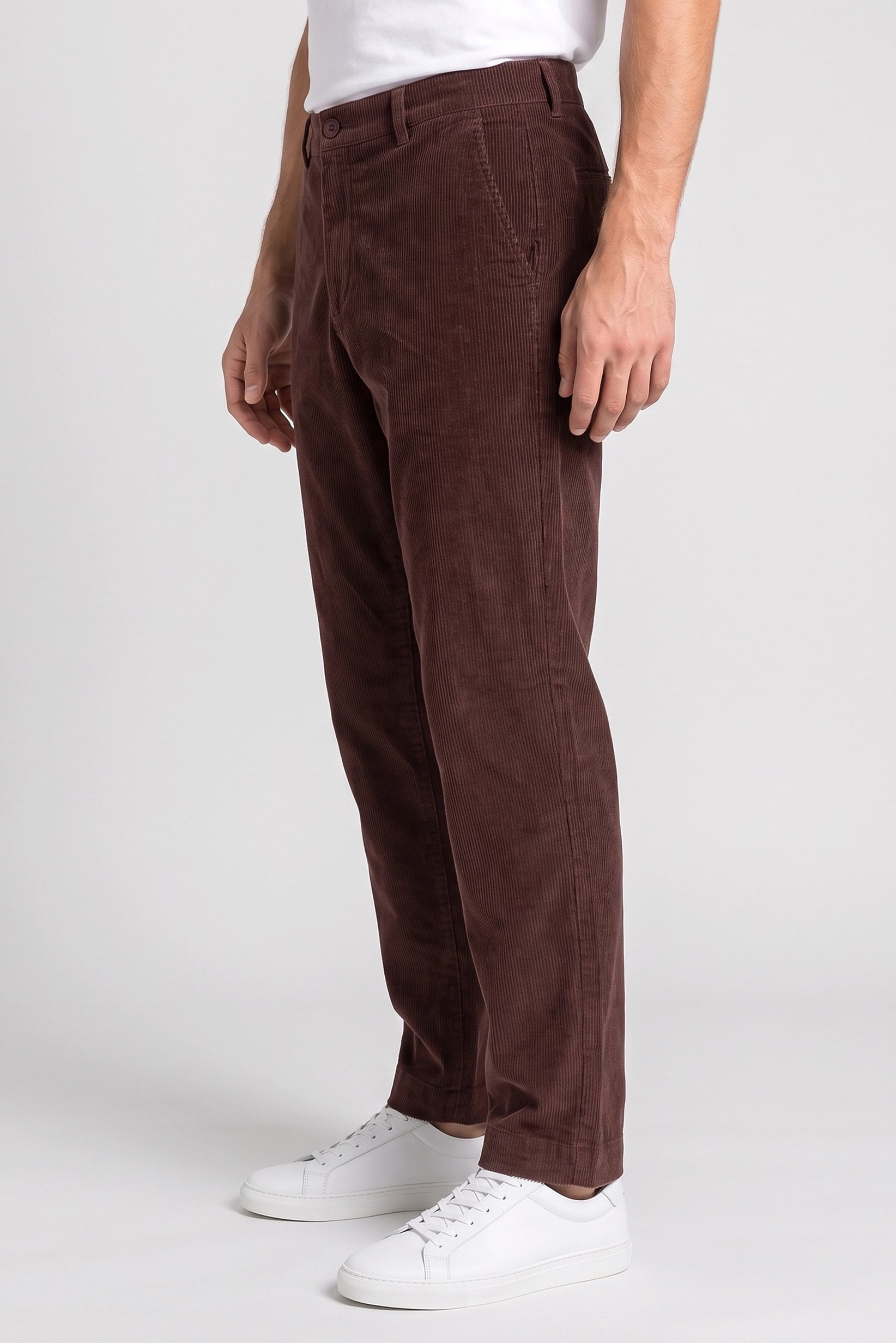 Men Straight Fit  Textured Corduroy Pants, Brown