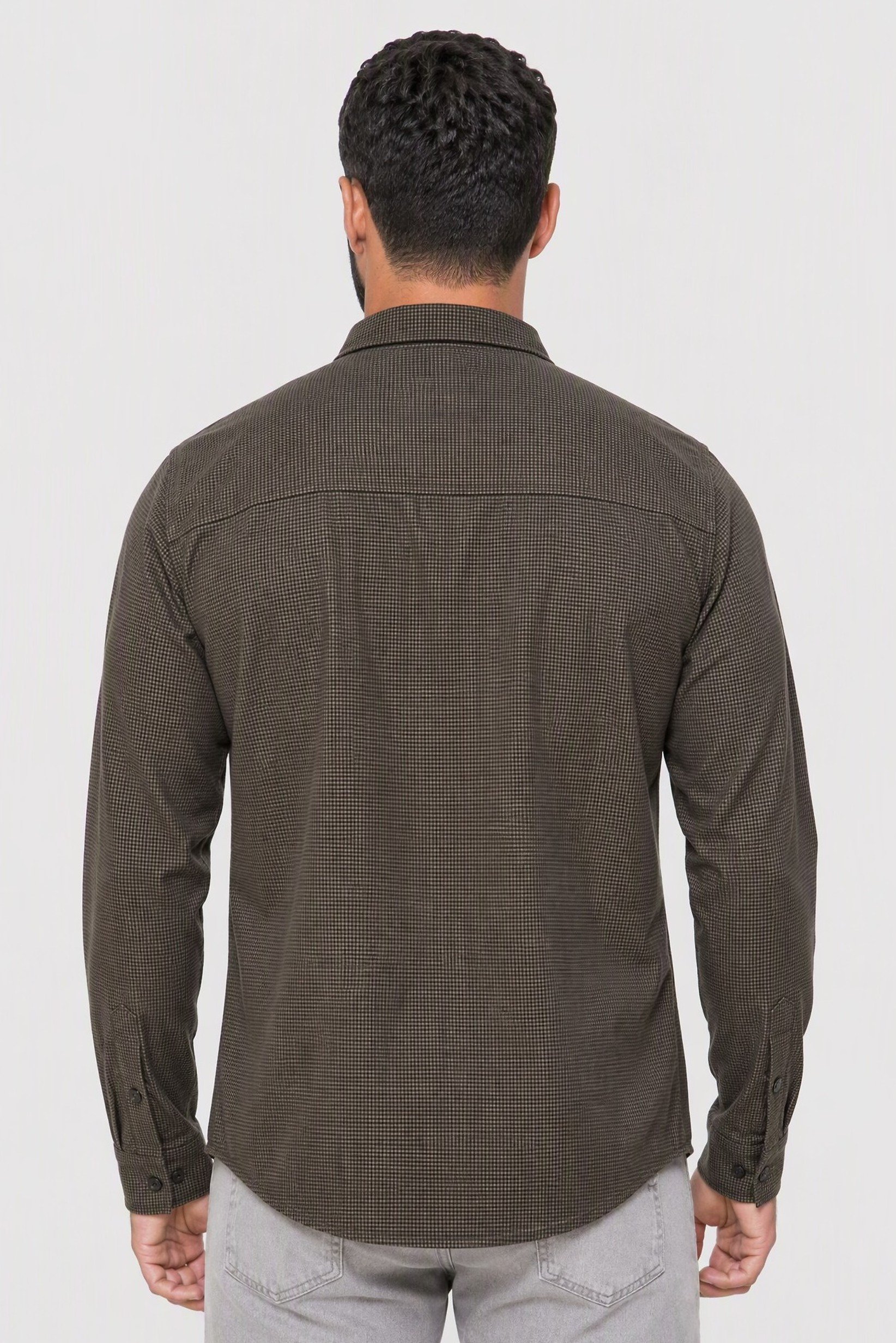 Men Loose Fit Houndstooth Long Sleeve Casual Shirt, Multicolor