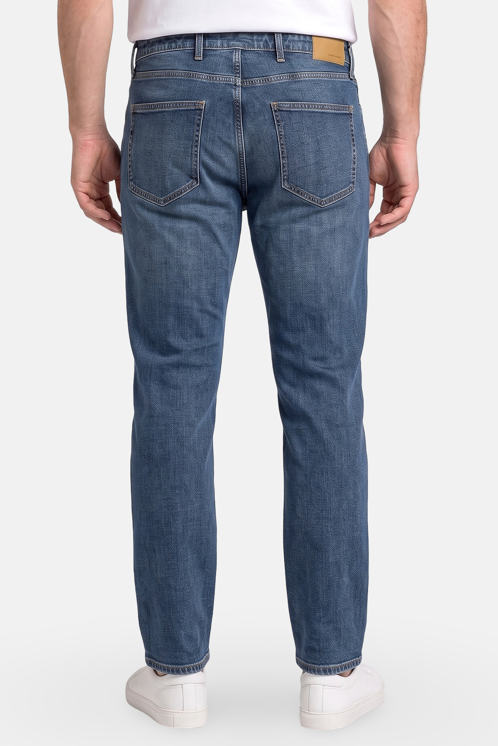 Men Straight Fit Washed Stretchable Jeans, Blue