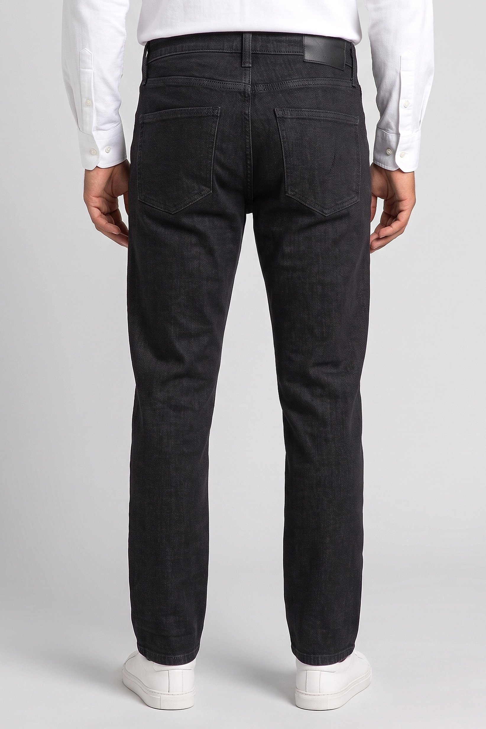 Men Straight Fit Washed Stretchable Jeans, Dark Grey