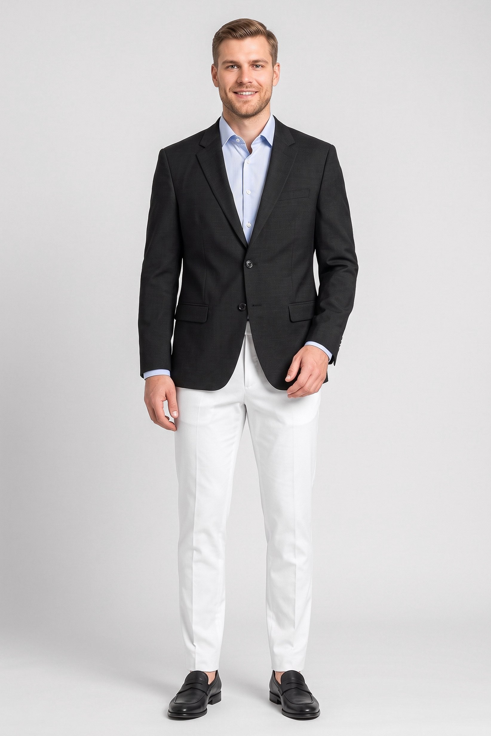 Men Regular Fit Heather Casual Blazer, Black