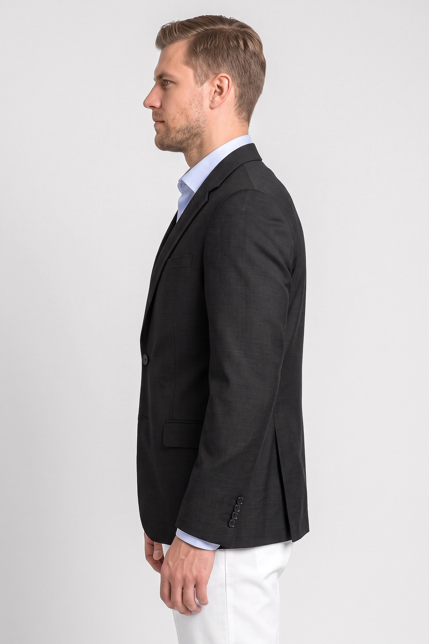Men Regular Fit Heather Casual Blazer, Black