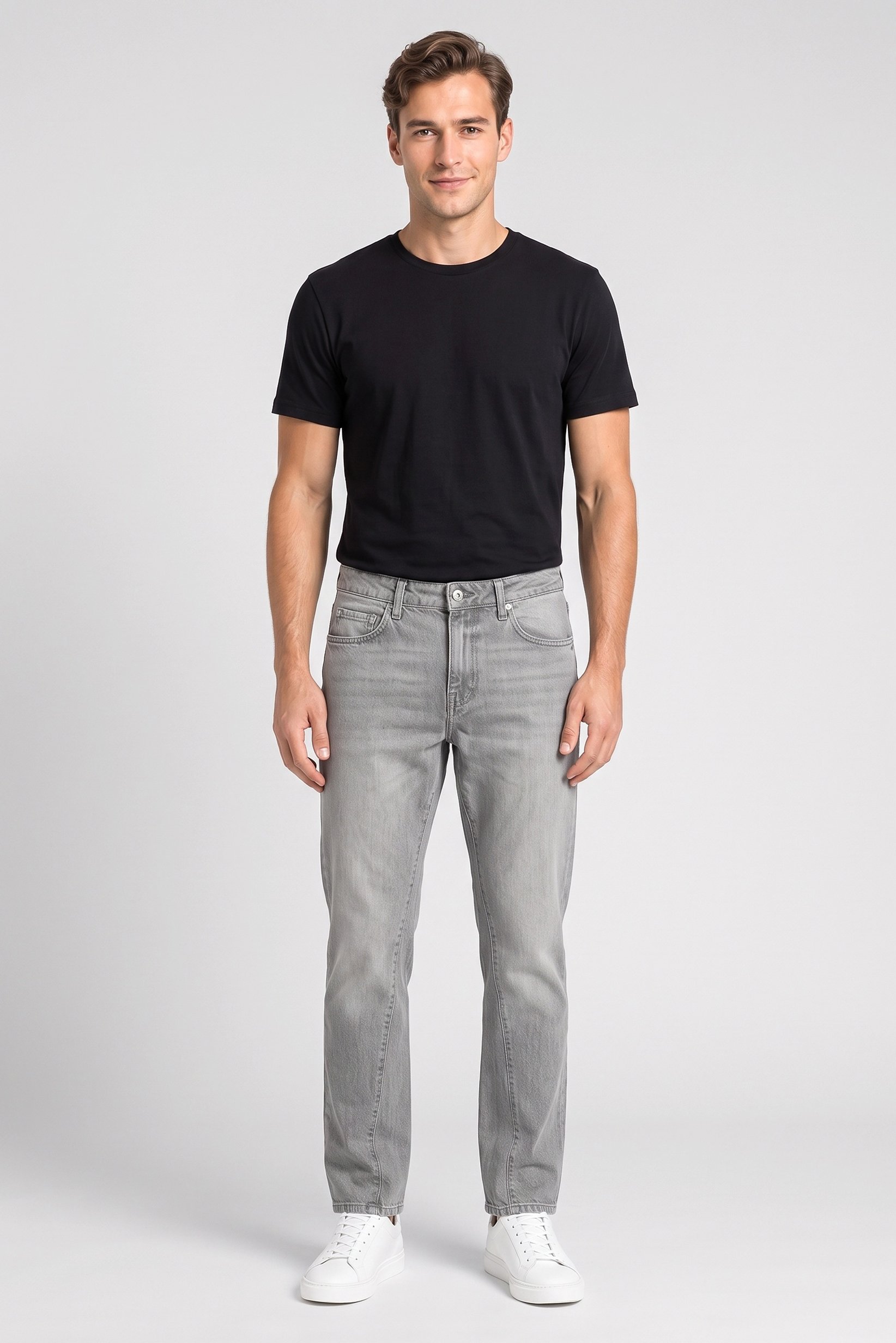 Men Flare Fit Washed Non Stretchable Jeans, Grey