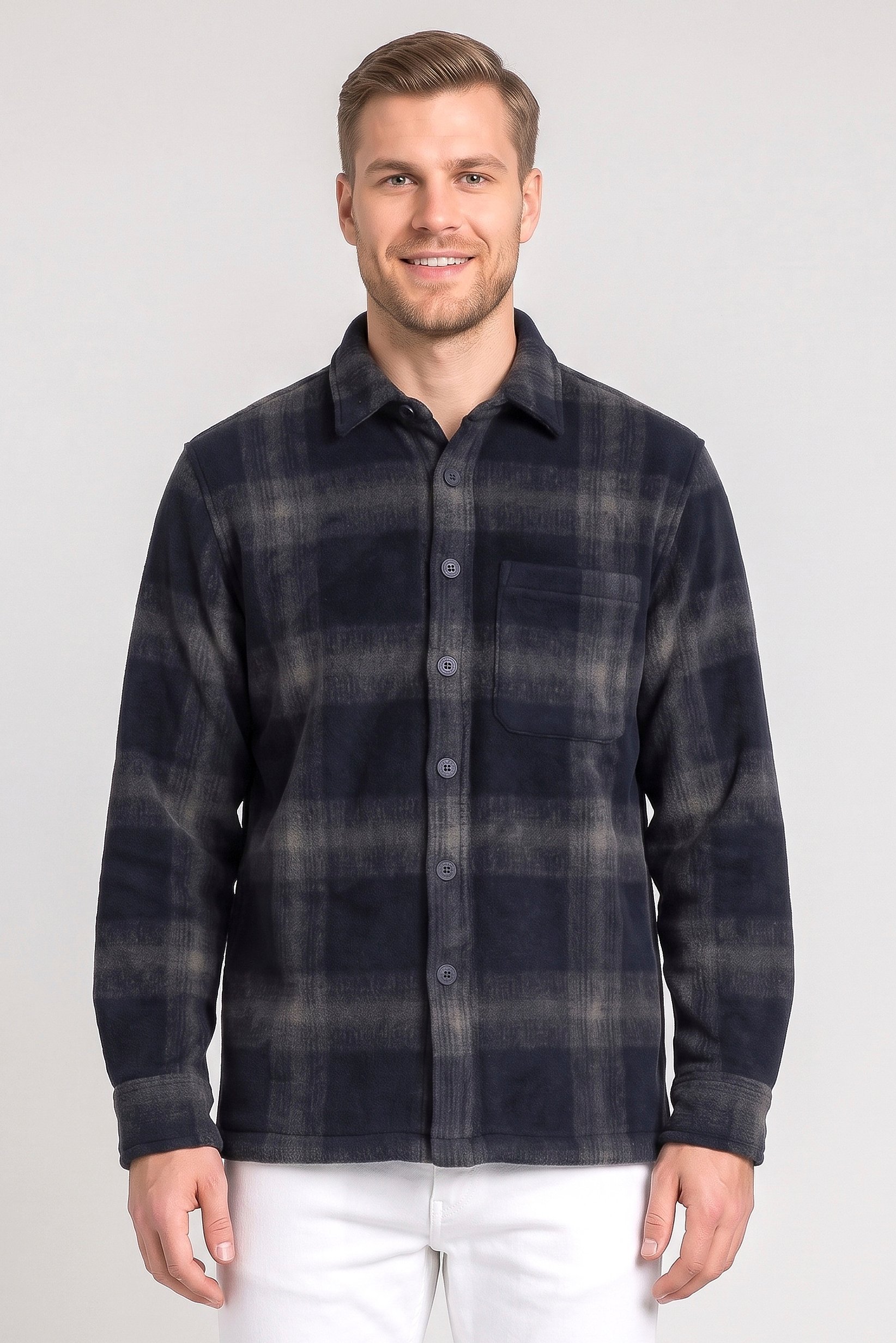 Men Plaid Jacket Shirt, Multicolor