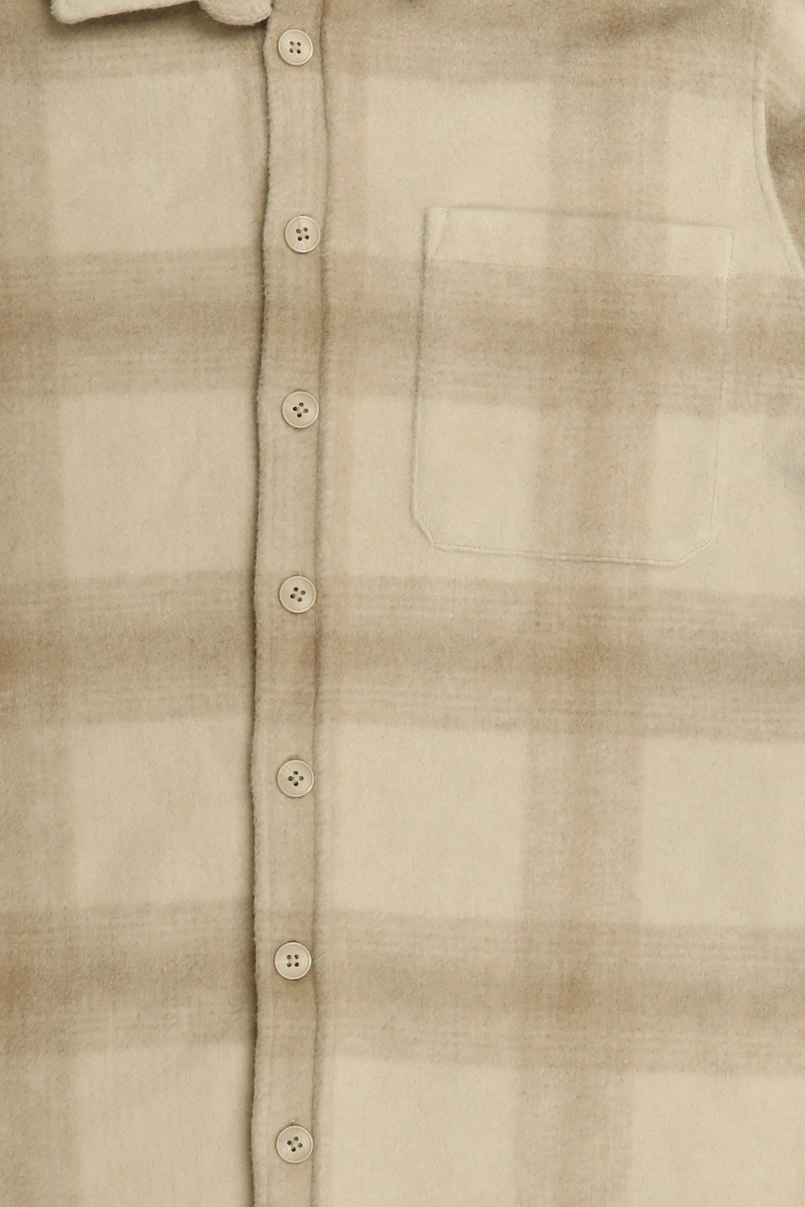 Men Plaid Long Sleeve Jacket Shirt, Beige