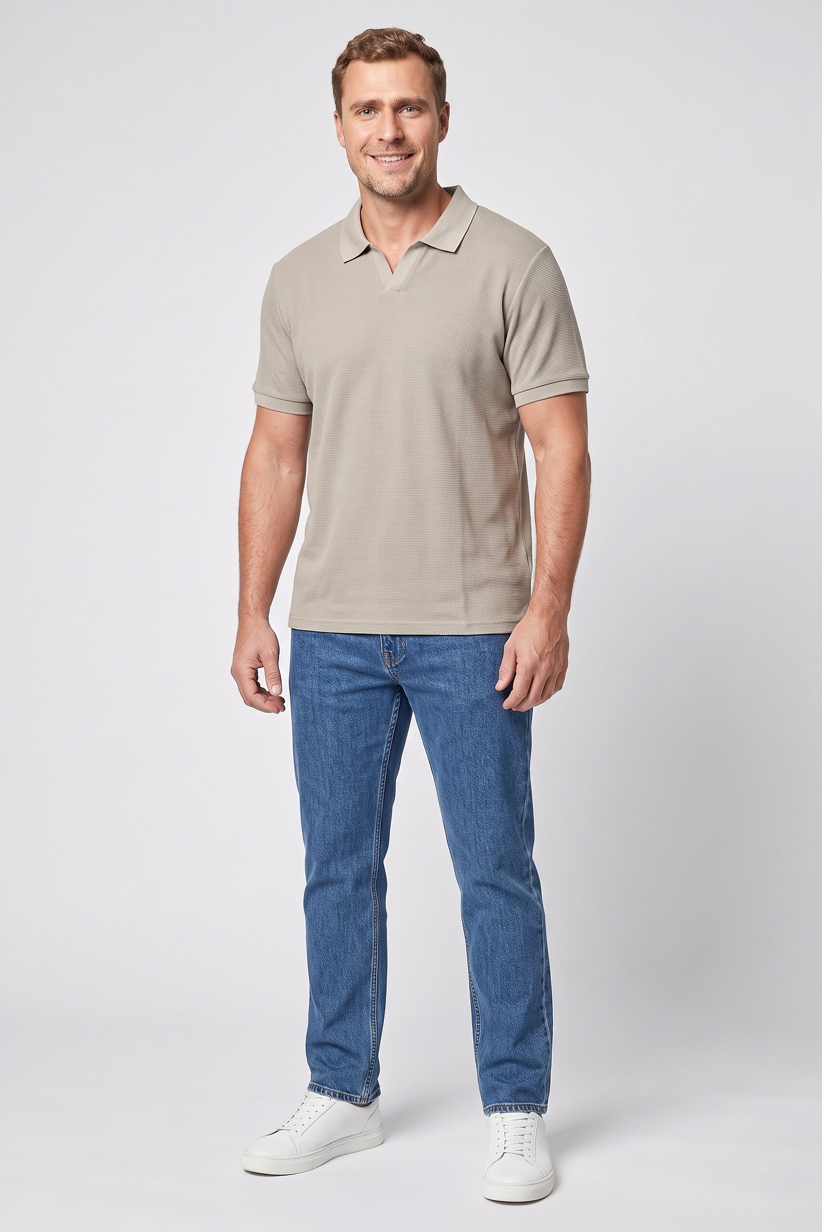 Men Regular Fit Textured Short Sleeve Polo Shirt, Sage Green