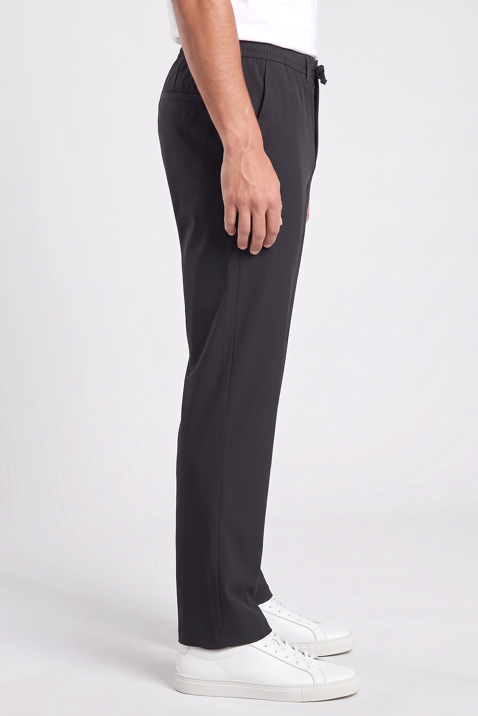 Men Baggy Fit Plain Straight Leg Pants, Black