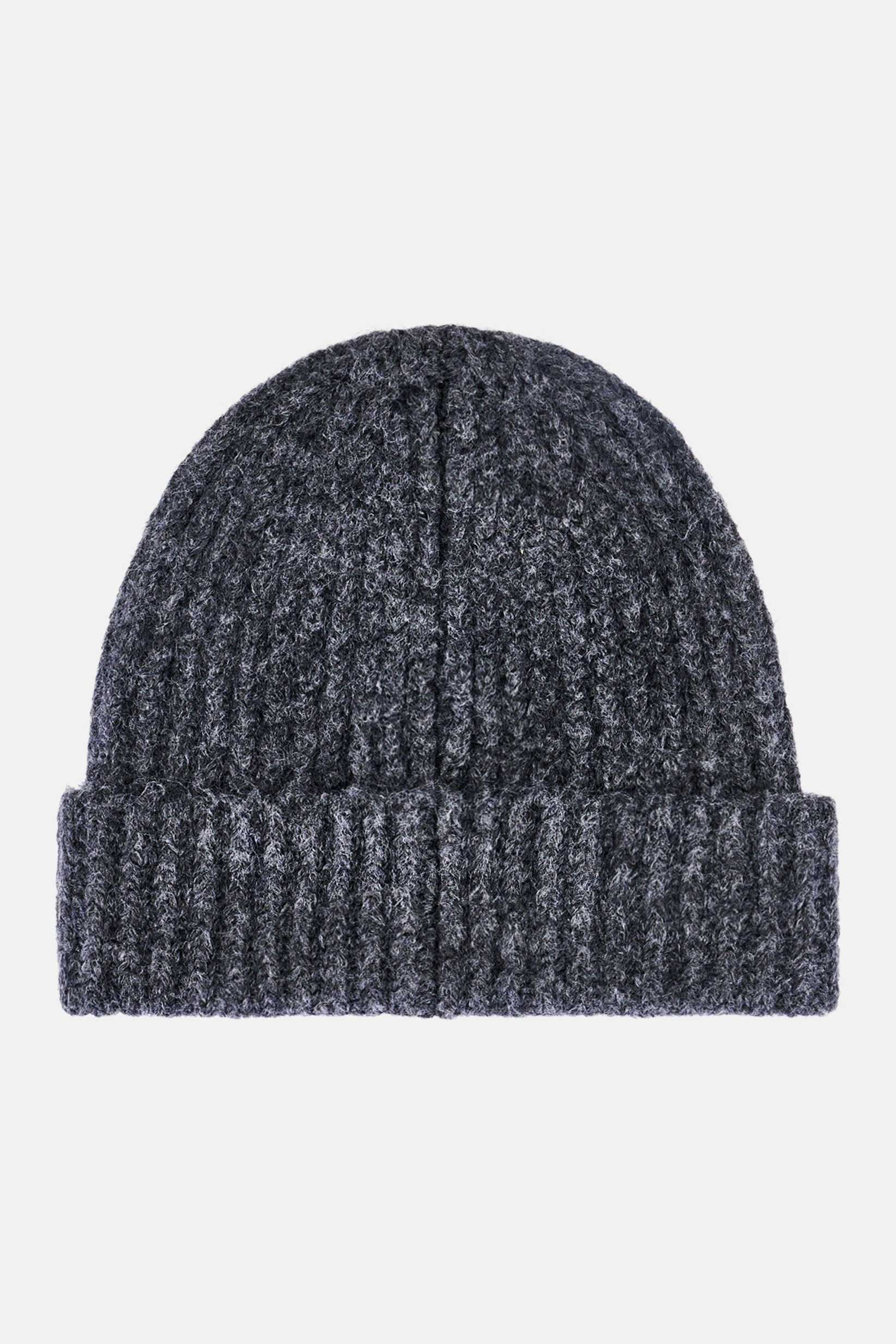 Men Textured Bennie Hat, Dark Grey