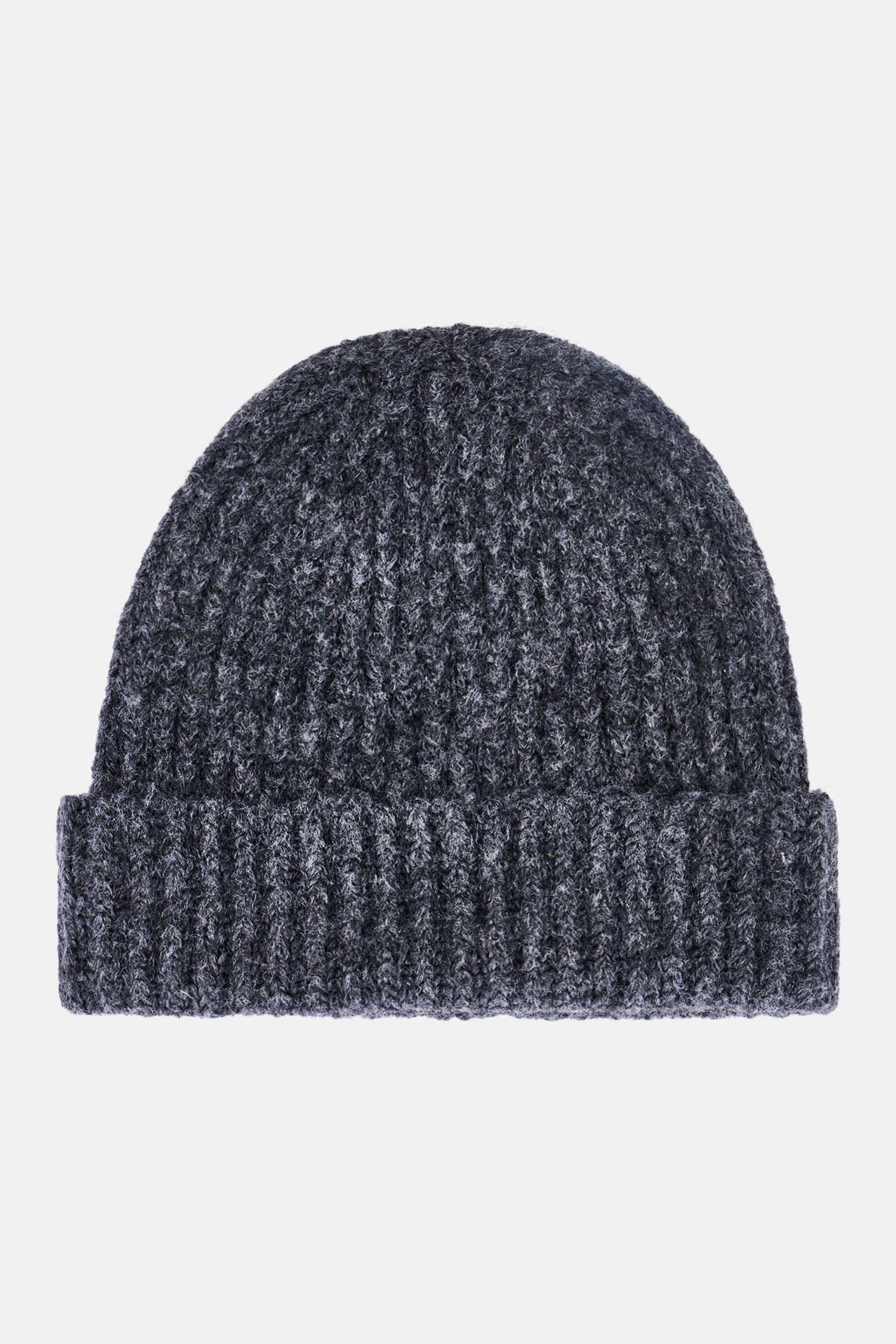 Men Textured Bennie Hat, Dark Grey