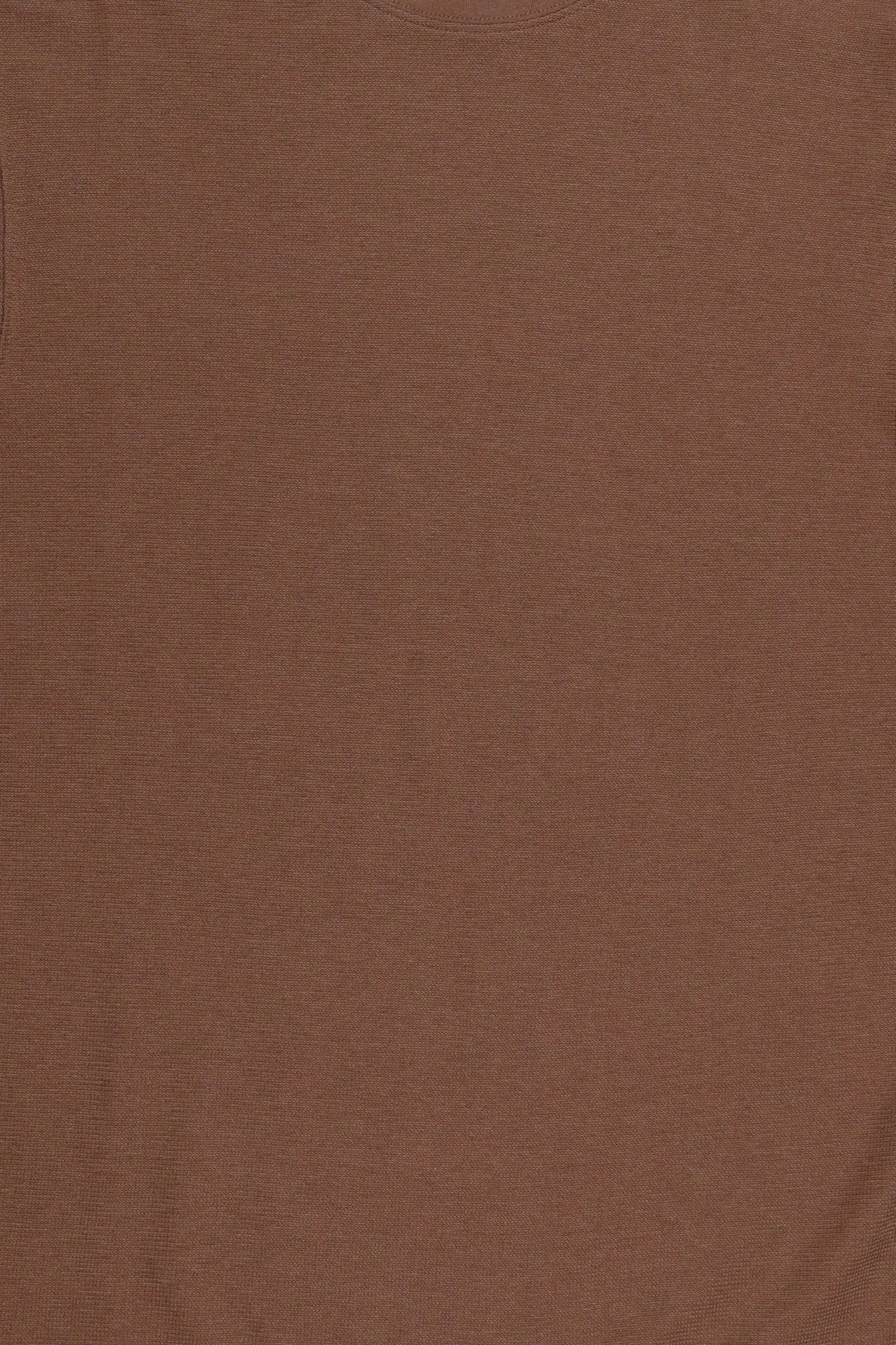 Men Crew Neck Long Sleeve Textured T-Shirt, Brown
