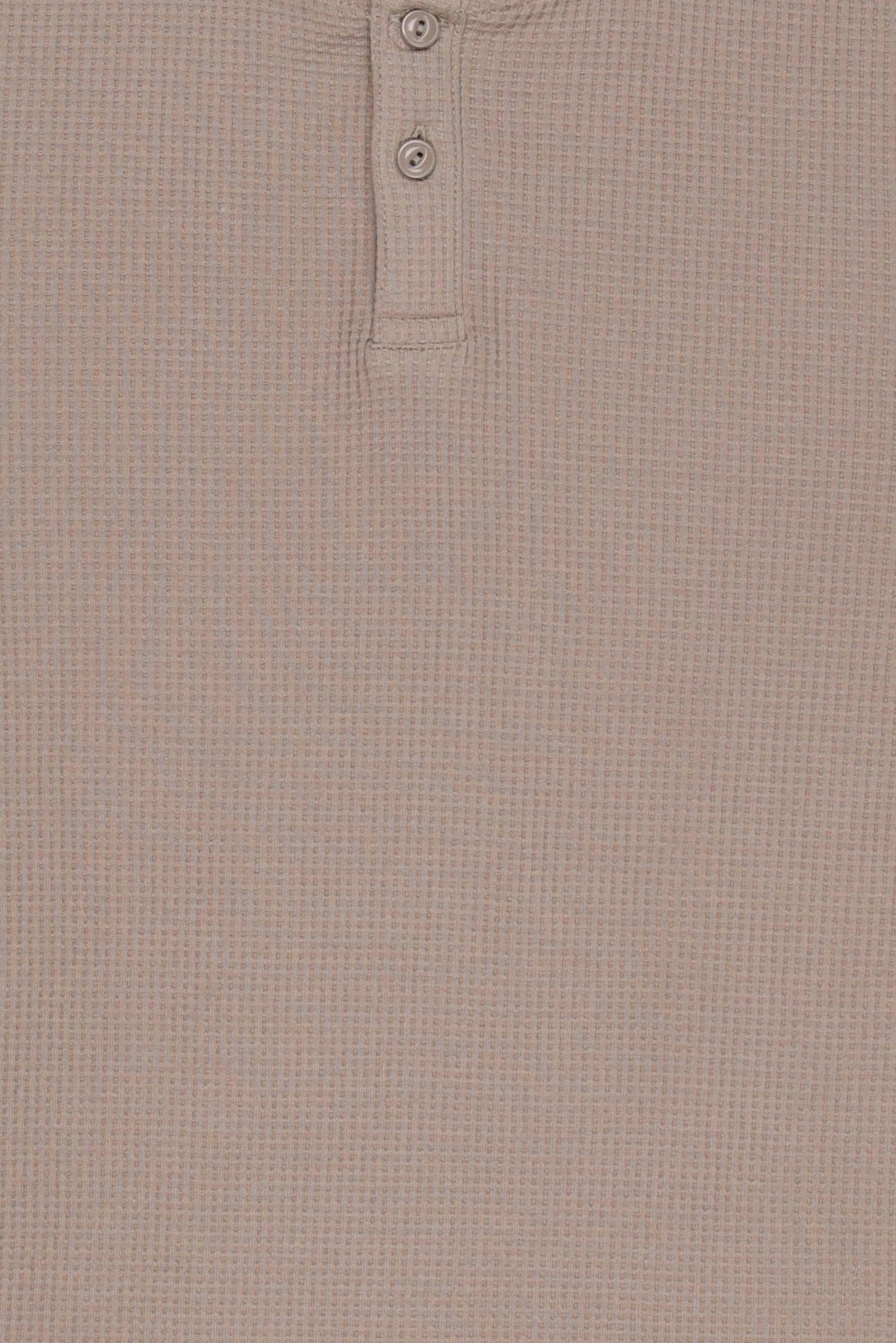 Men Henley Neck Long Sleeves Textured T-Shirt, Beige