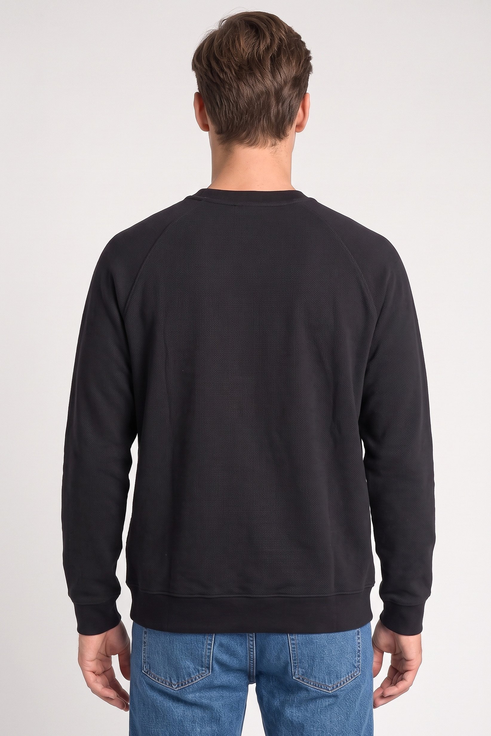 Men Crew Neck Long Sleeve Knitted Sweater, Black