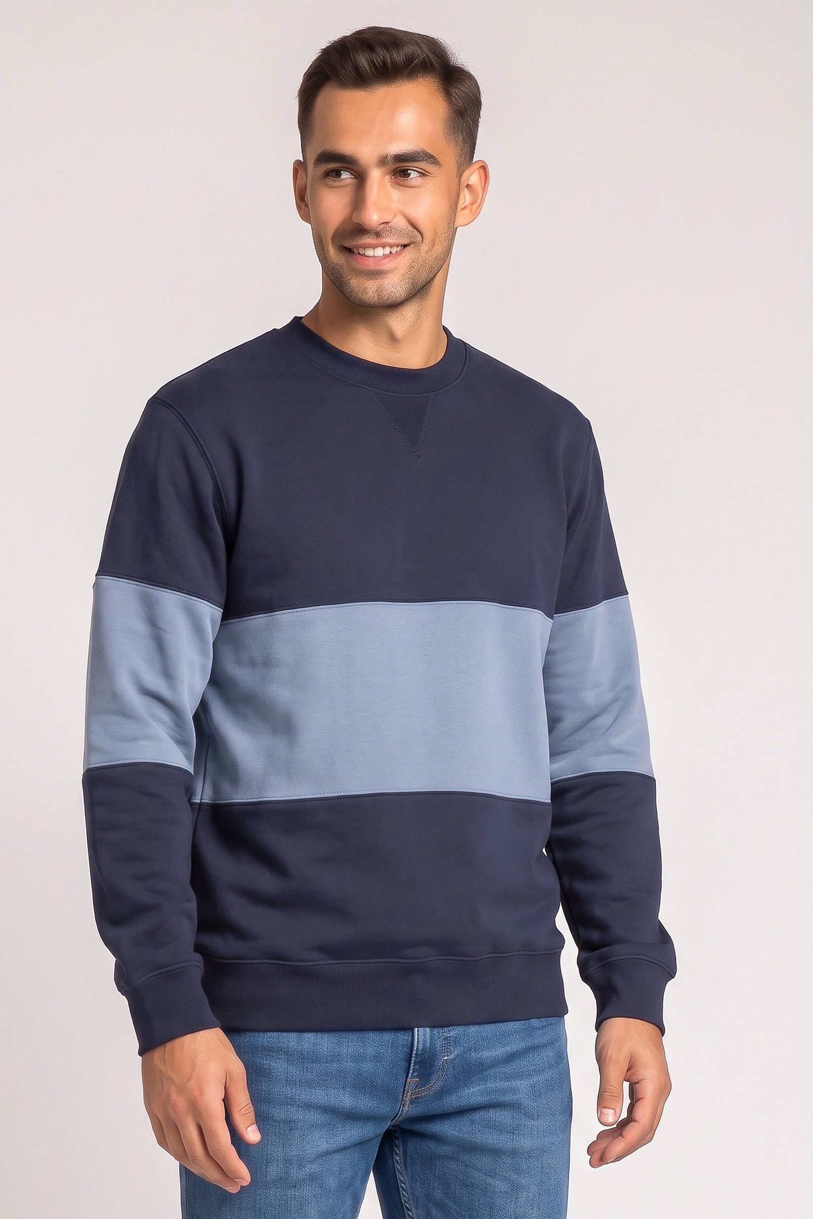 Men Two-Tone Long Sleeve Sweatshirt, Multicolor